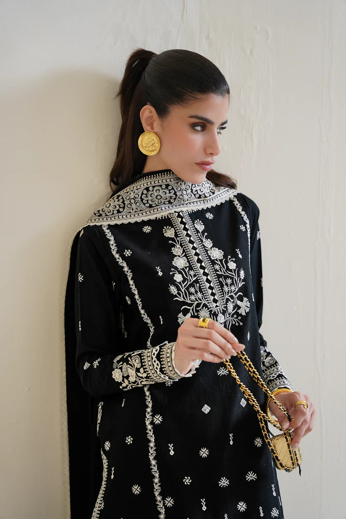 Zaib SS Eid Pret '25 - BLACK LUXURY EMBROIDERED 3PCS SET NPA3-25428