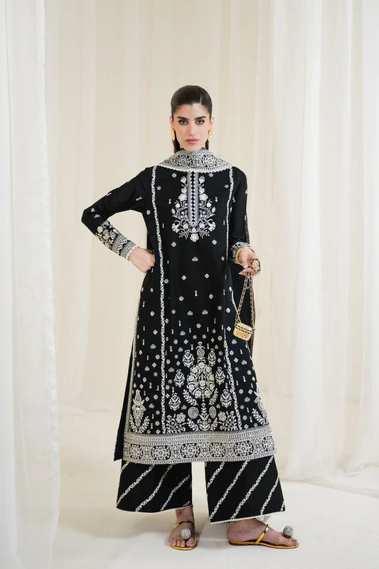 Zaib SS Eid Pret '25 - BLACK LUXURY EMBROIDERED 3PCS SET NPA3-25428
