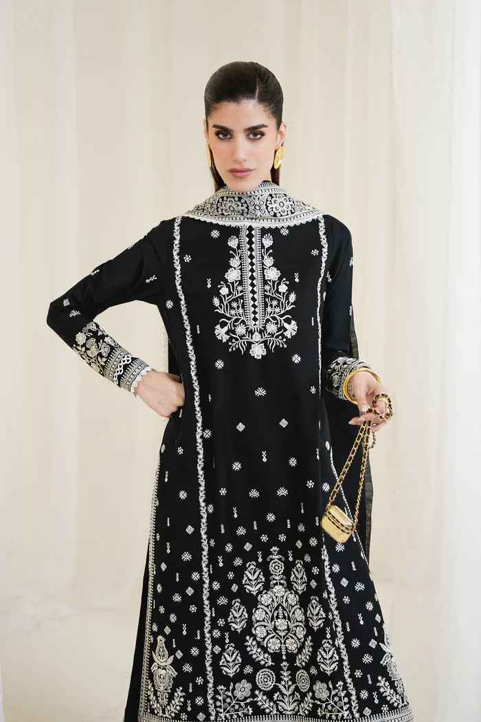 Zaib SS Eid Pret '25 - BLACK LUXURY EMBROIDERED 3PCS SET NPA3-25428