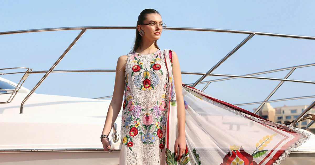 3 Piece Unstitched Embroidered Jacquard Lawn Suit