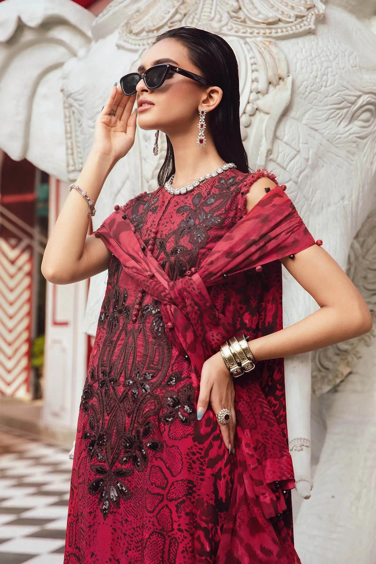 Maria.B M-Prints Unstitched '25 - Embroidered Linen Suit | MPT-2702-A