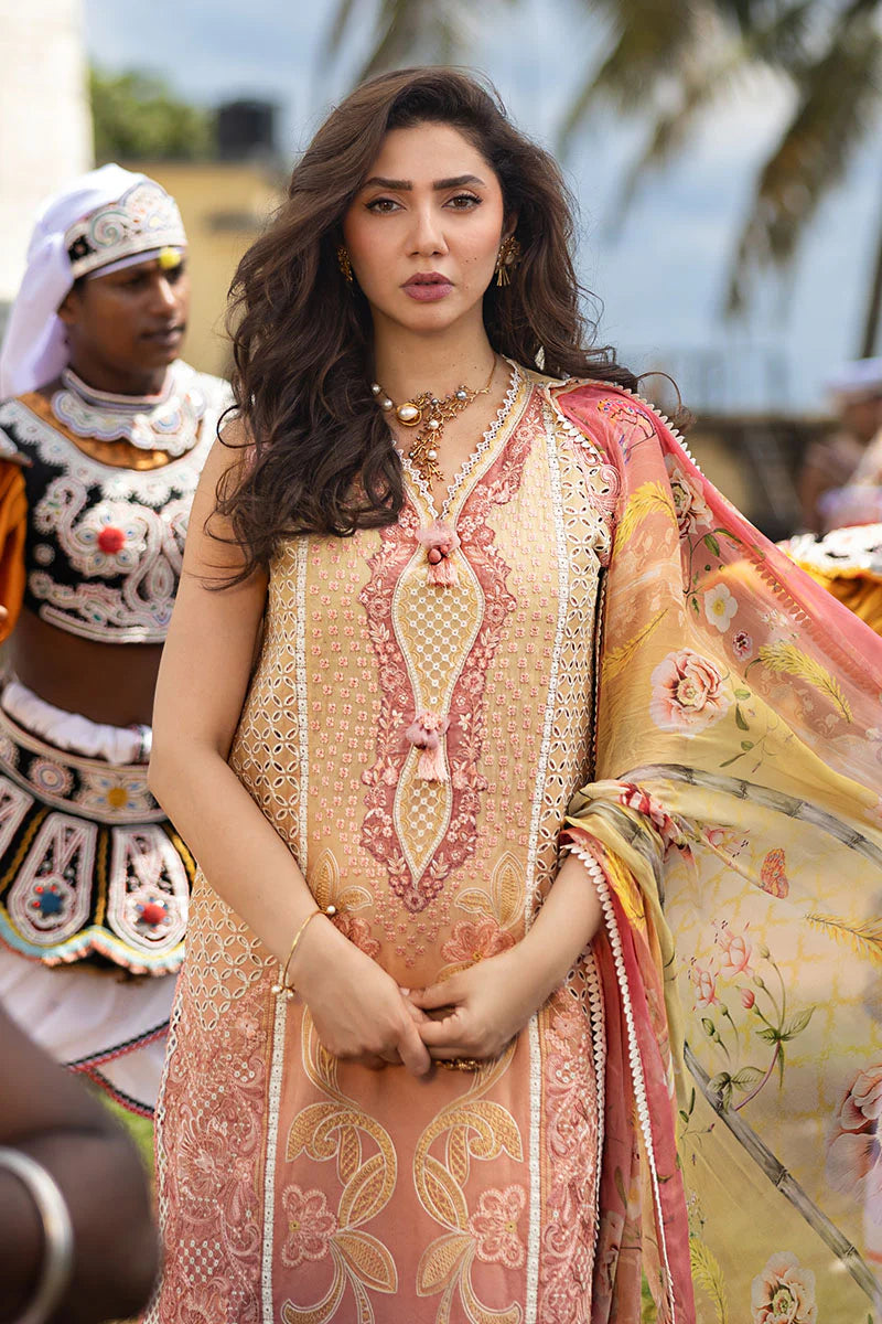 Mahira Khan Manaram Luxury Lawn’25 by Mushq | Tranquil Spark