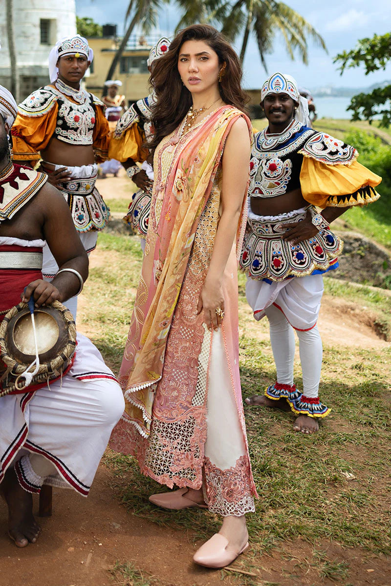 Mahira Khan Manaram Luxury Lawn’25 by Mushq | Tranquil Spark