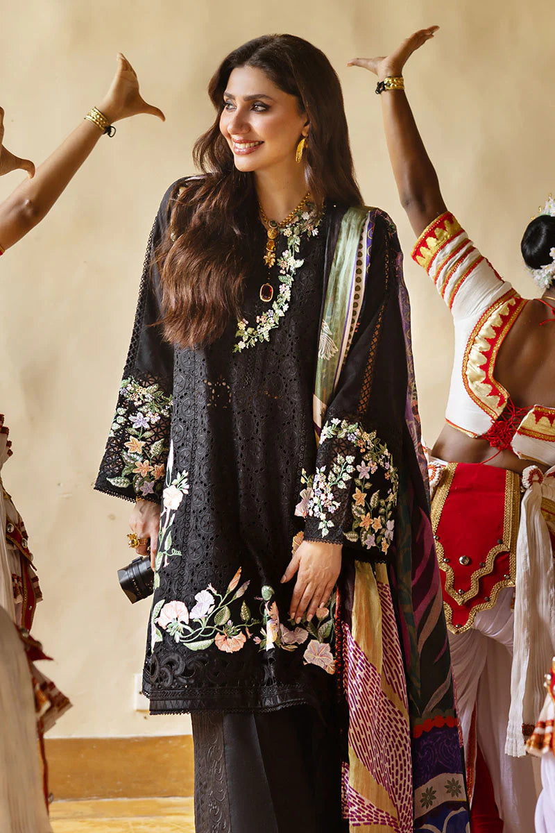 Mahira Khan Manaram Luxury Lawn’25 by Mushq | Dazzling Glimmer