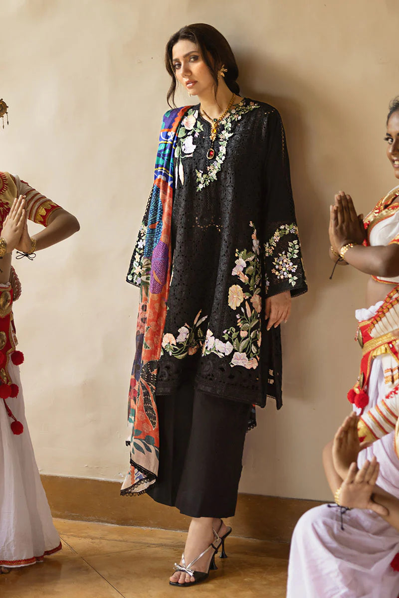 Mahira Khan Manaram Luxury Lawn’25 by Mushq | Dazzling Glimmer