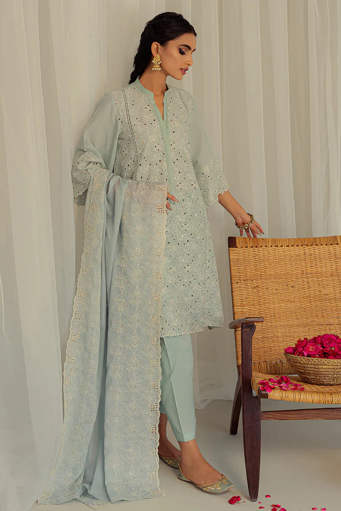 BLUE IVY-3PC CHIKAN KARI LAWN SUIT