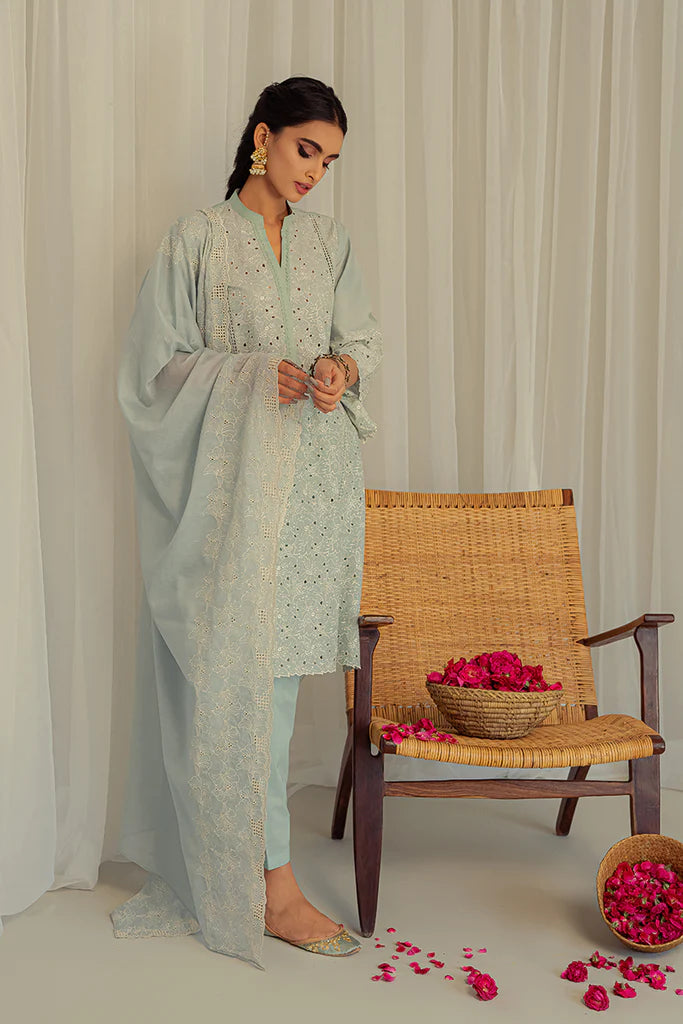 BLUE IVY-3PC CHIKAN KARI LAWN SUIT