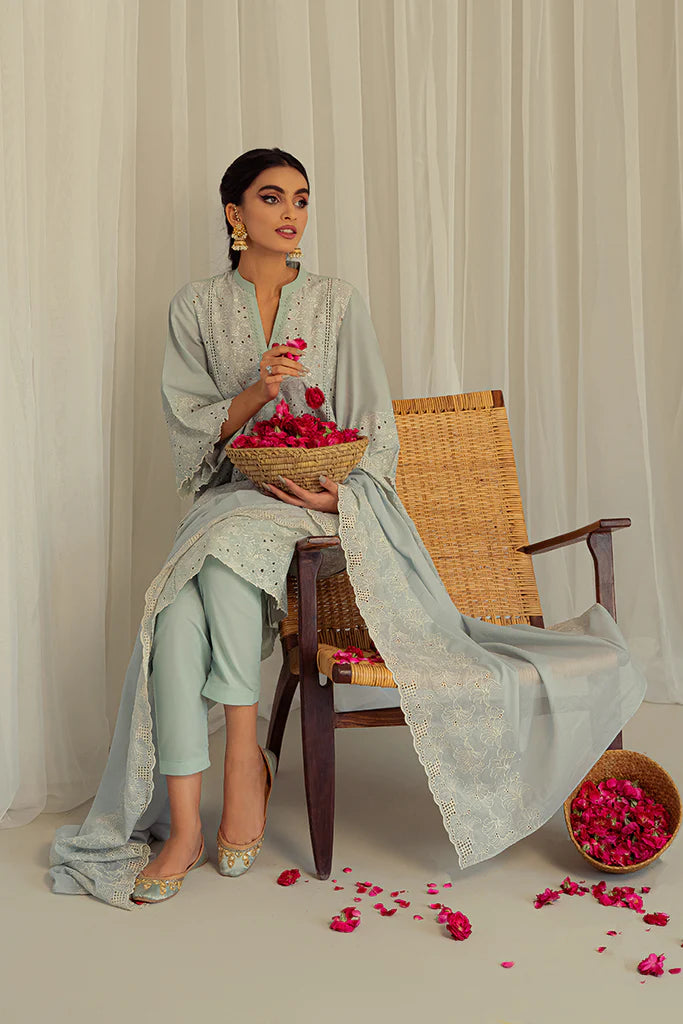 BLUE IVY-3PC CHIKAN KARI LAWN SUIT