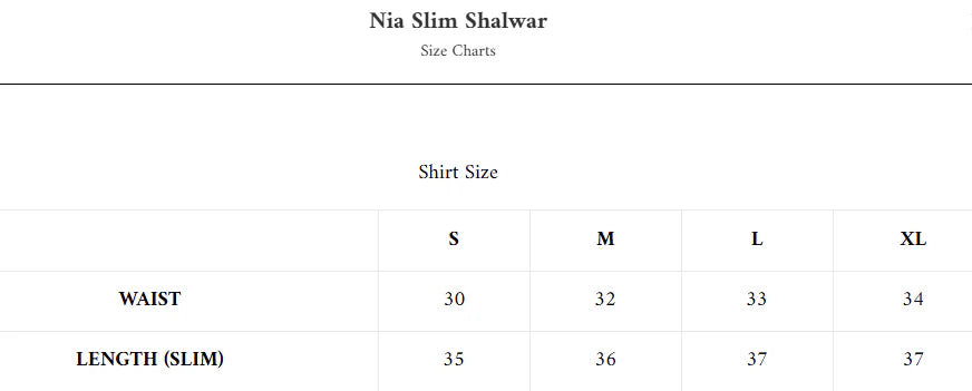Nia Slim Shalwar Barae Khanom