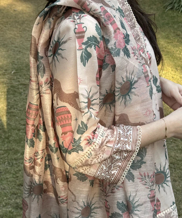 Huma Dilnawaz Digitally Printed Lawn '25 - Dancing Tigers