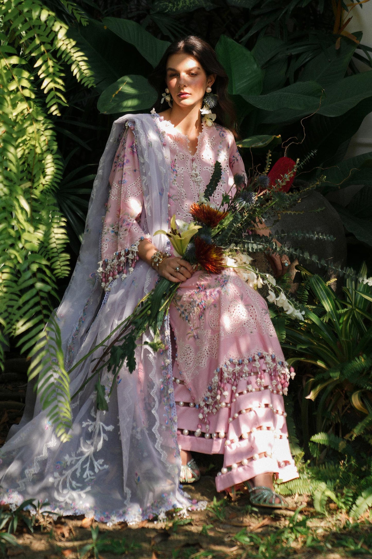 Unstitched Lawn 3 Piece Suit - Light Pink