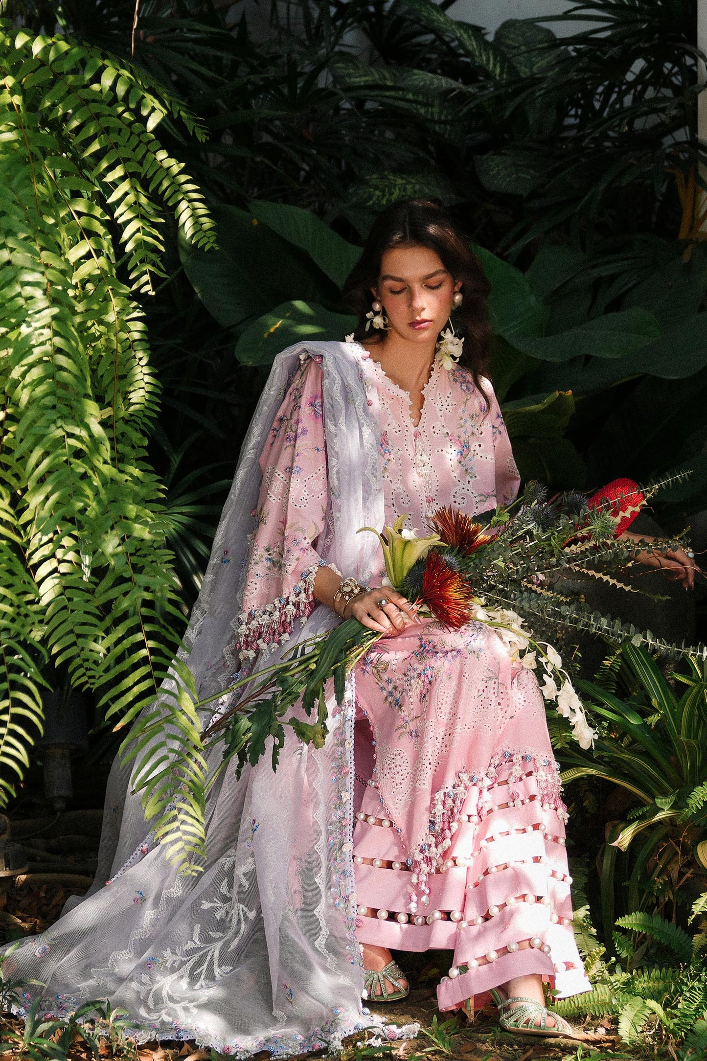 Unstitched Lawn 3 Piece Suit - Light Pink