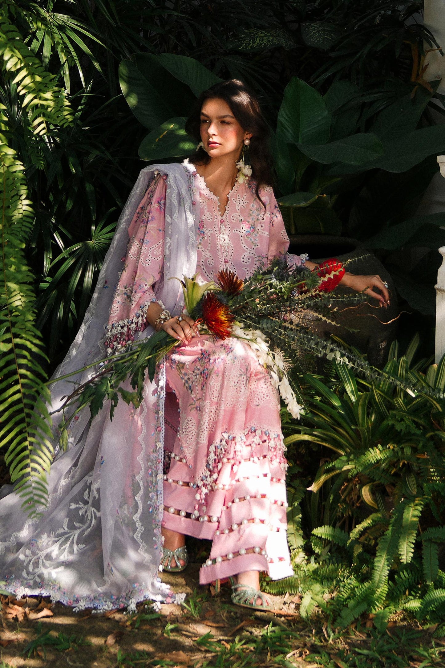 Unstitched Lawn 3 Piece Suit - Light Pink