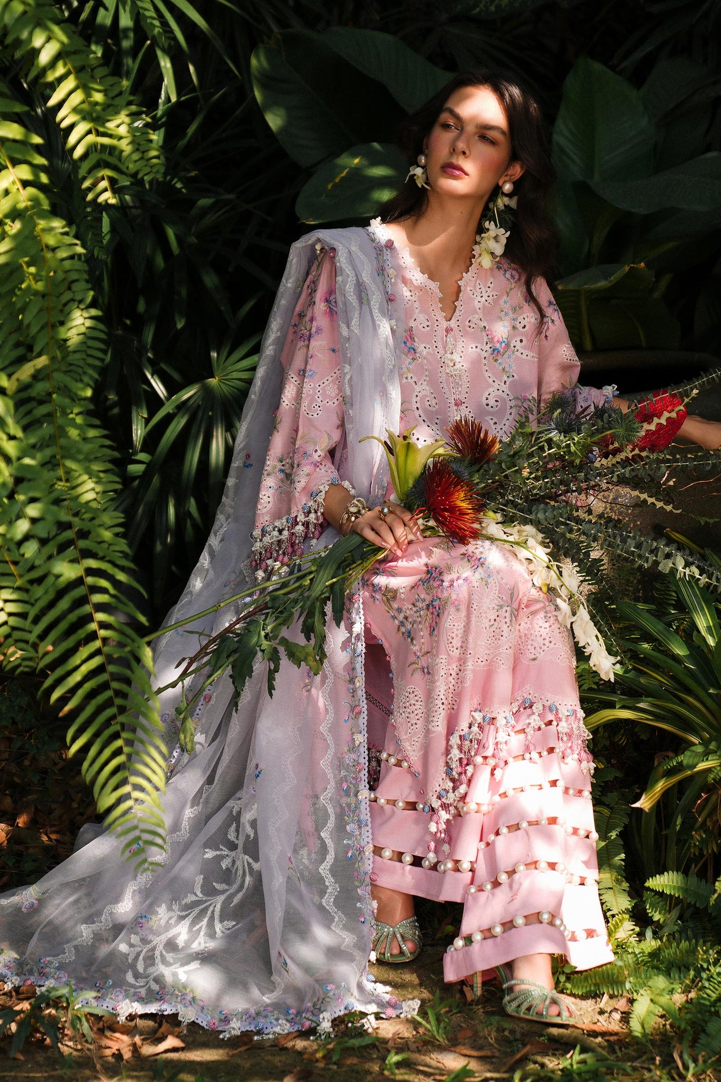 Unstitched Lawn 3 Piece Suit - Light Pink