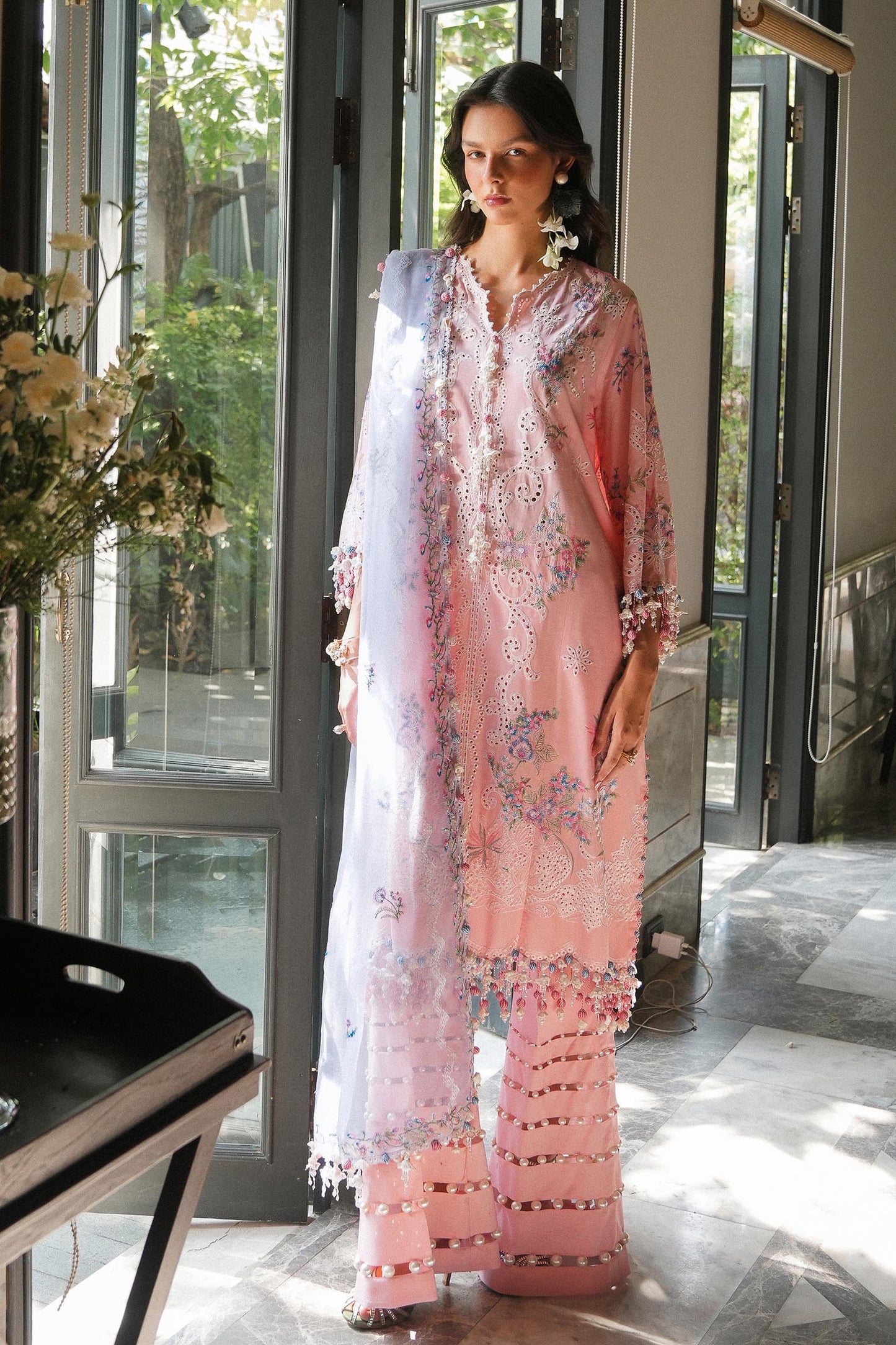 Unstitched Lawn 3 Piece Suit - Light Pink