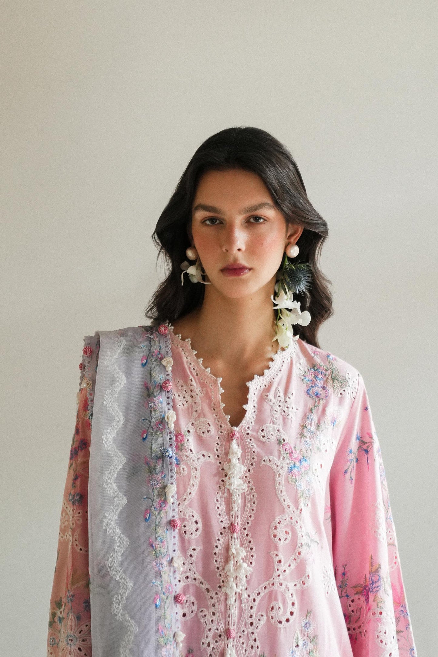 Unstitched Lawn 3 Piece Suit - Light Pink
