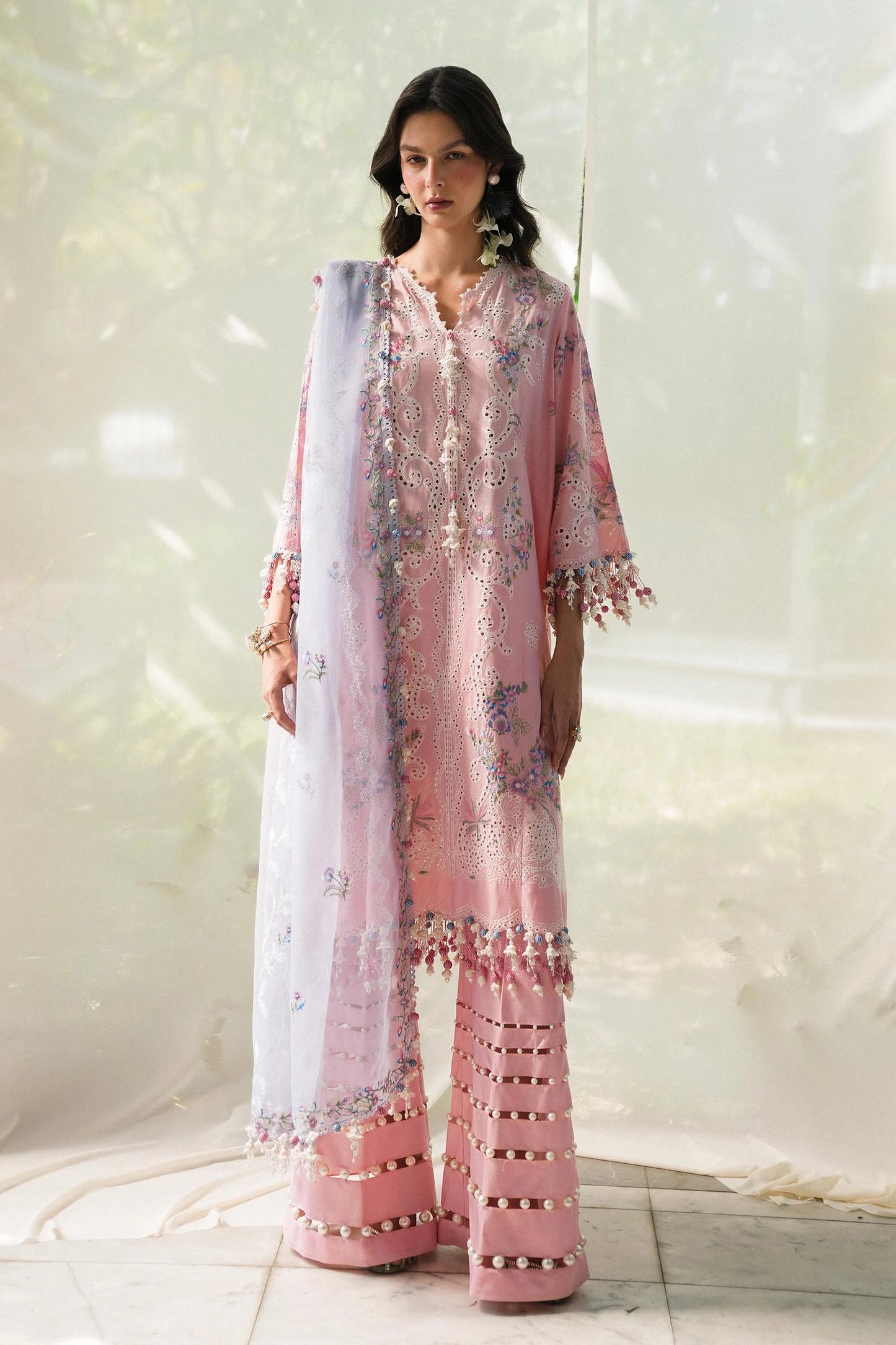 Unstitched Lawn 3 Piece Suit - Light Pink