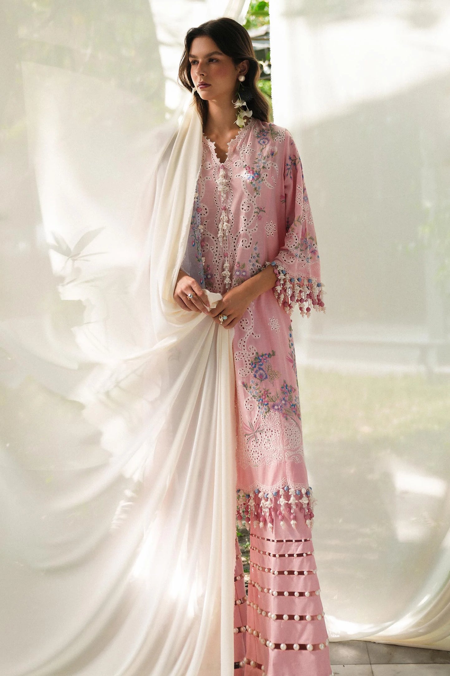 Unstitched Lawn 3 Piece Suit - Light Pink