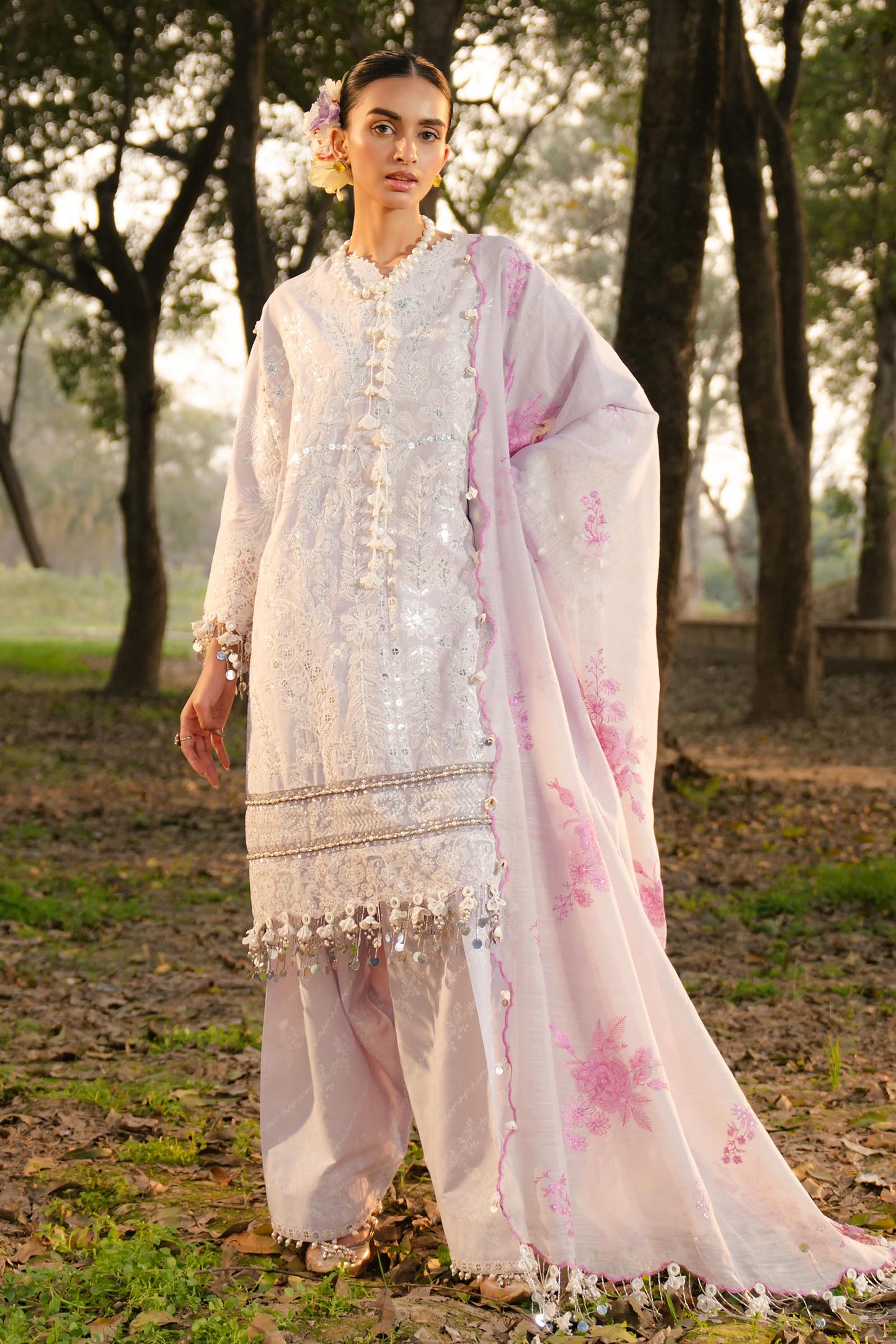Unstitched Lawn 3 Piece Suit - Pink