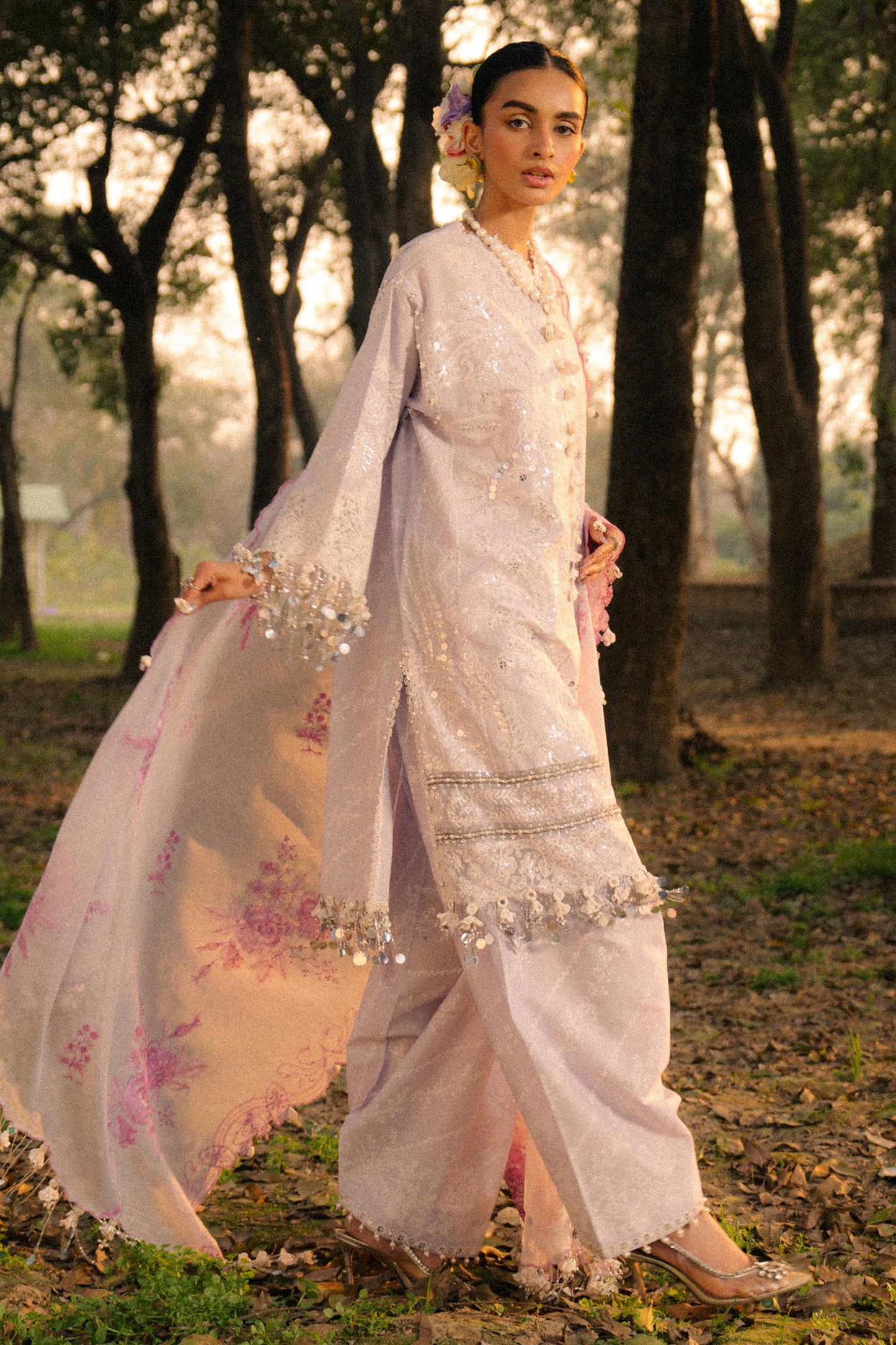Unstitched Lawn 3 Piece Suit - Pink