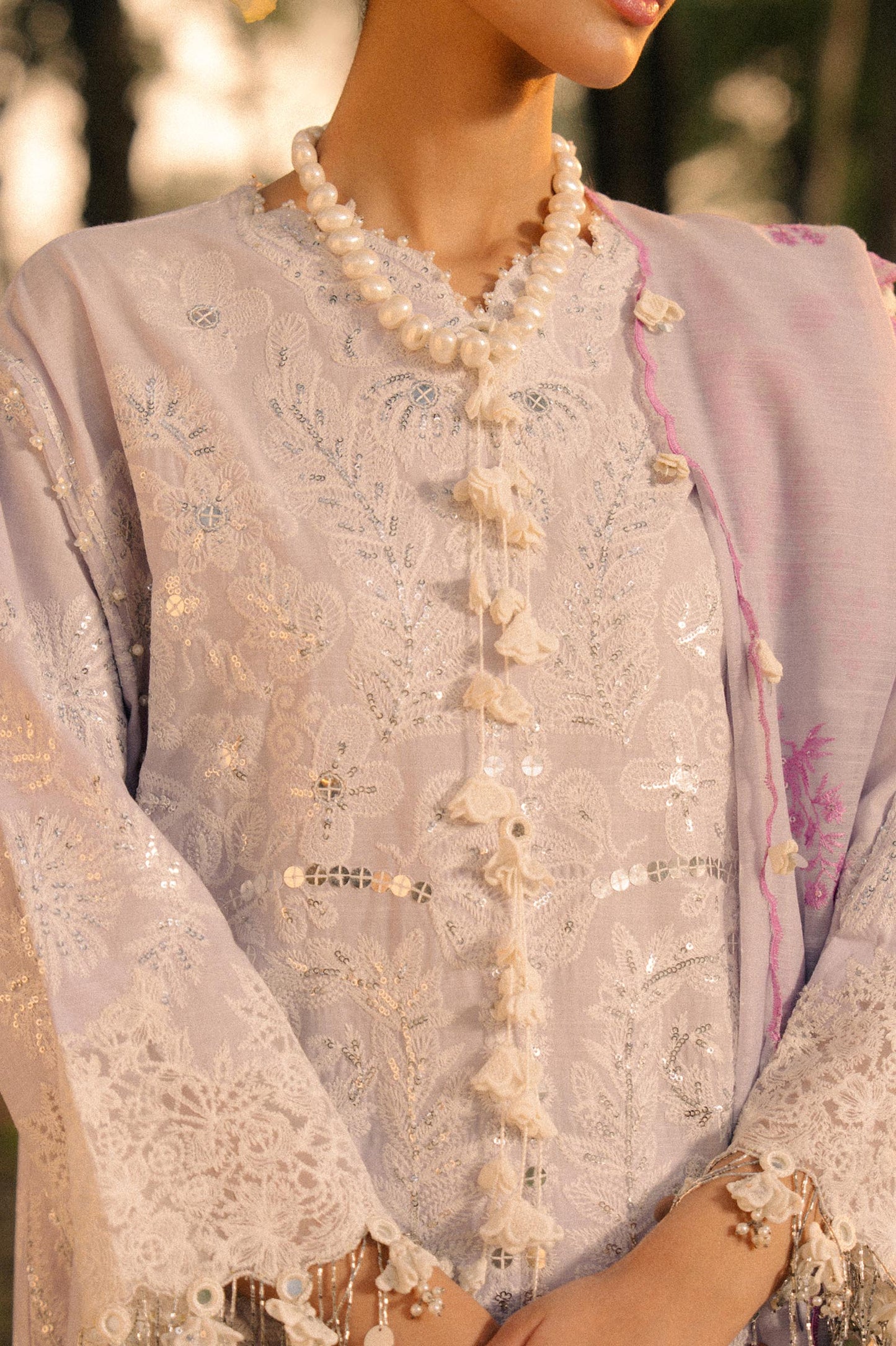 Unstitched Lawn 3 Piece Suit - Pink