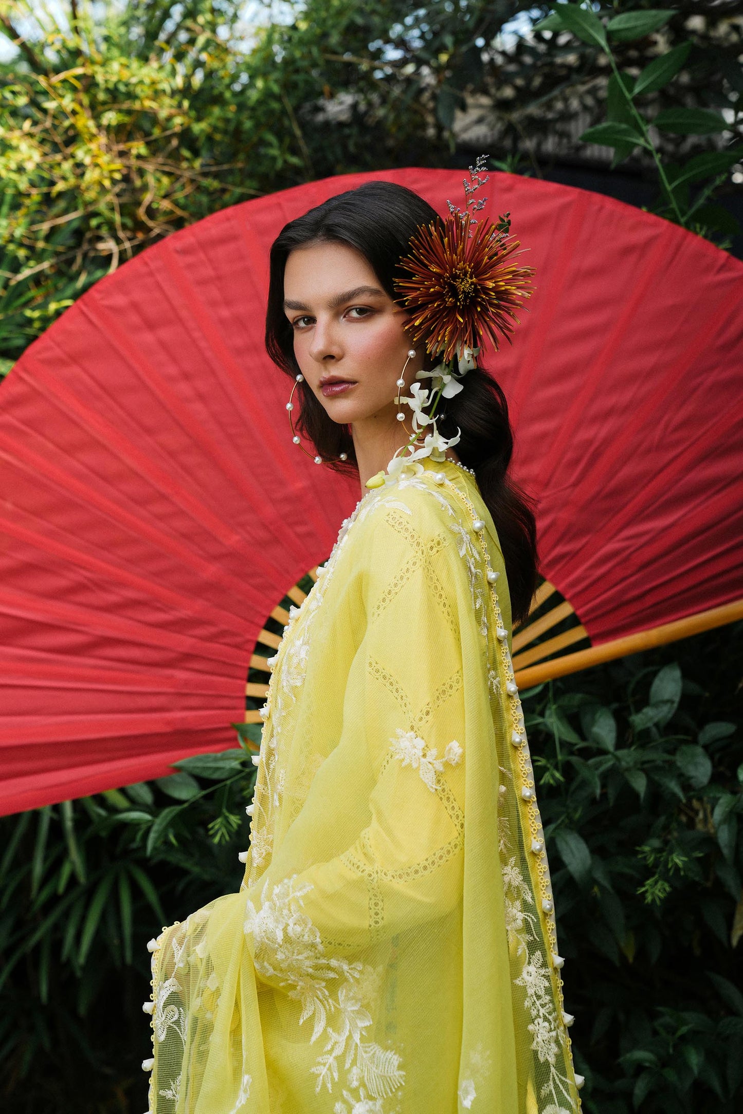 Unstitched Lawn 3 Piece Floral Suit - Yellow