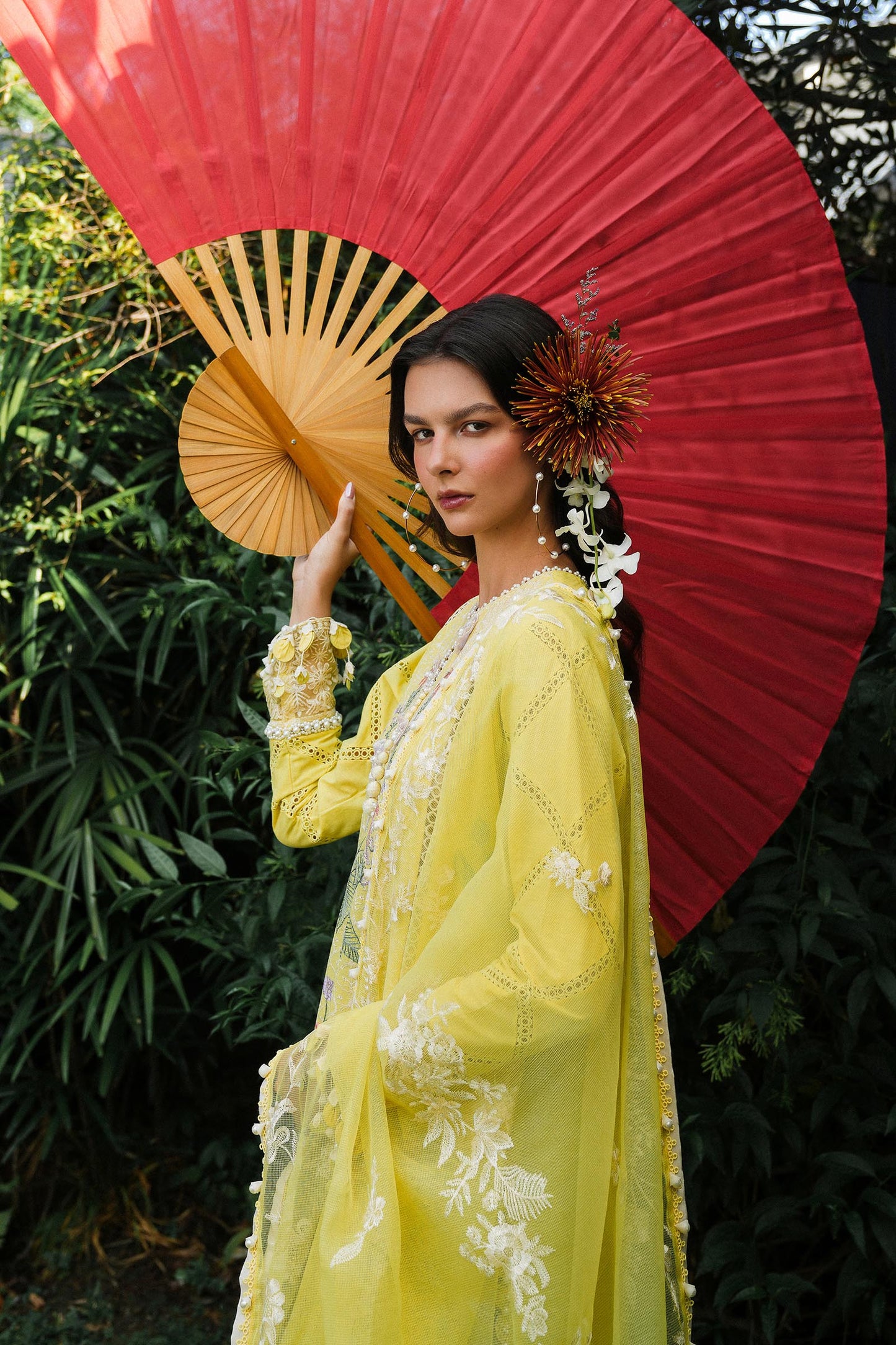 Unstitched Lawn 3 Piece Floral Suit - Yellow