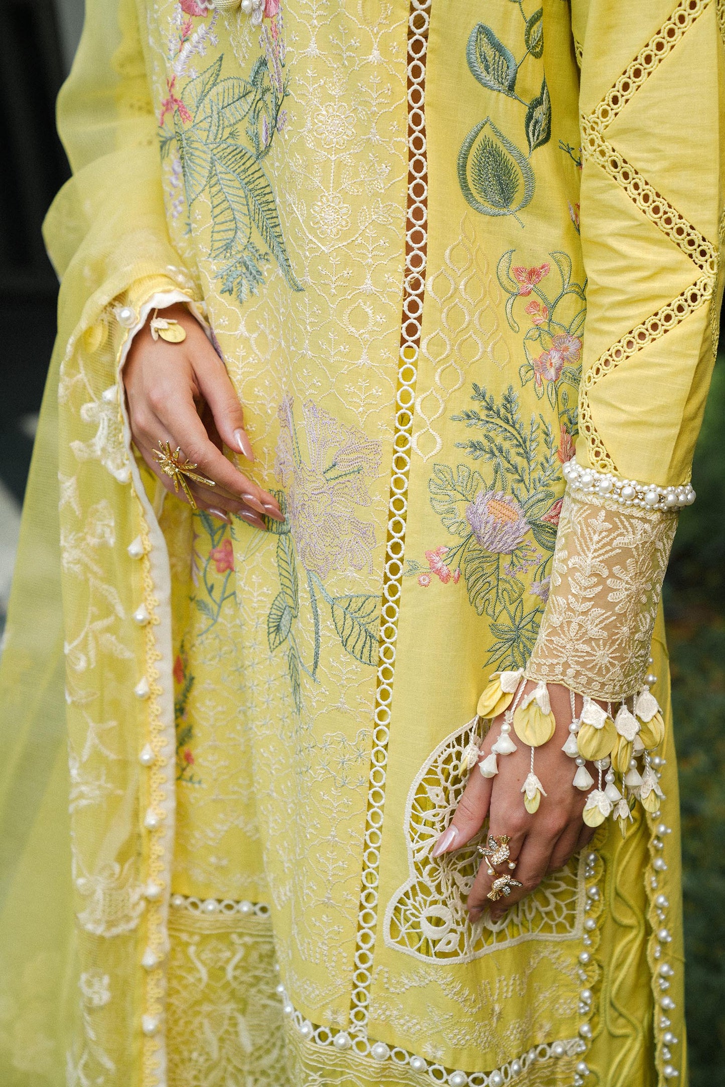 Unstitched Lawn 3 Piece Floral Suit - Yellow