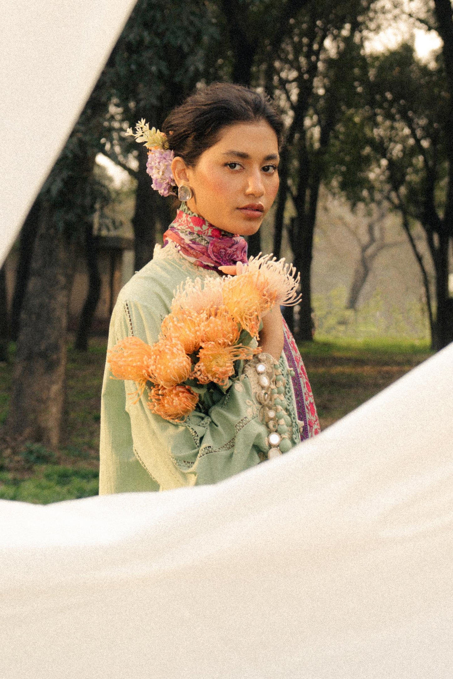 Unstitched Lawn 3 Piece Suit - Light Green