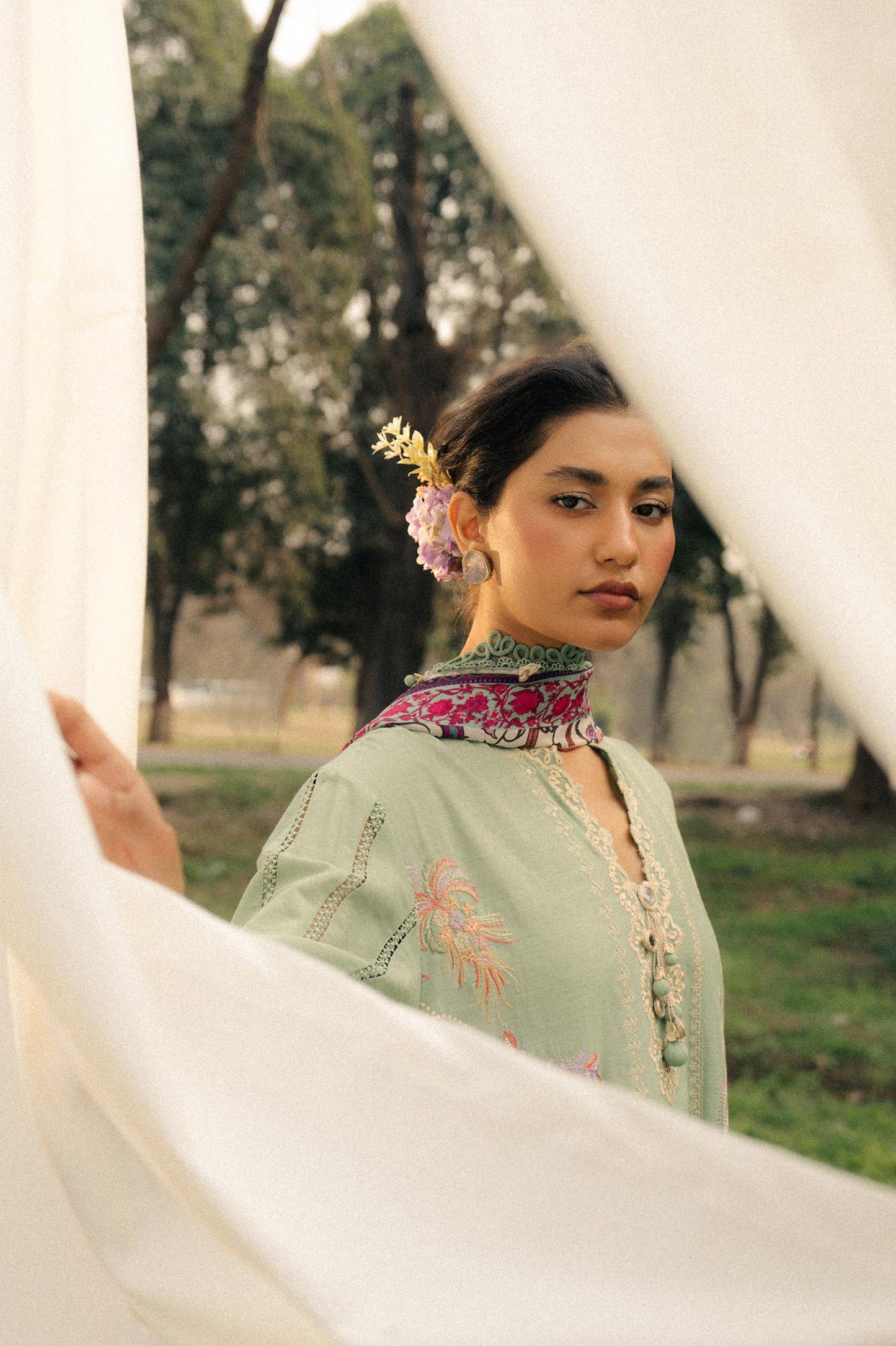 Unstitched Lawn 3 Piece Suit - Light Green