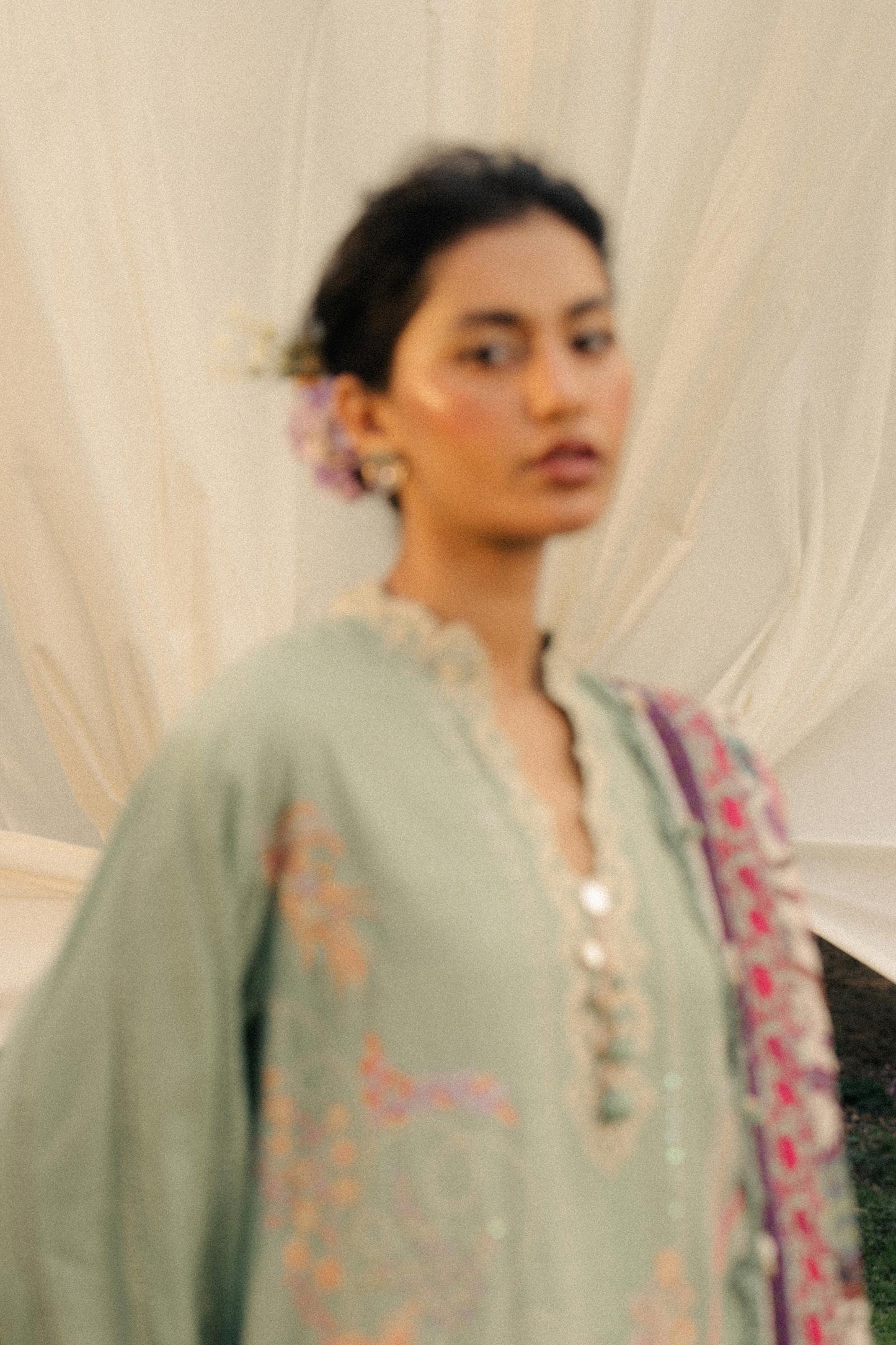 Unstitched Lawn 3 Piece Suit - Light Green