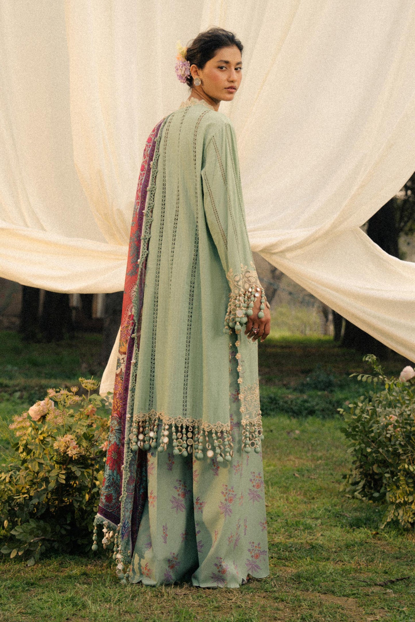 Unstitched Lawn 3 Piece Suit - Light Green