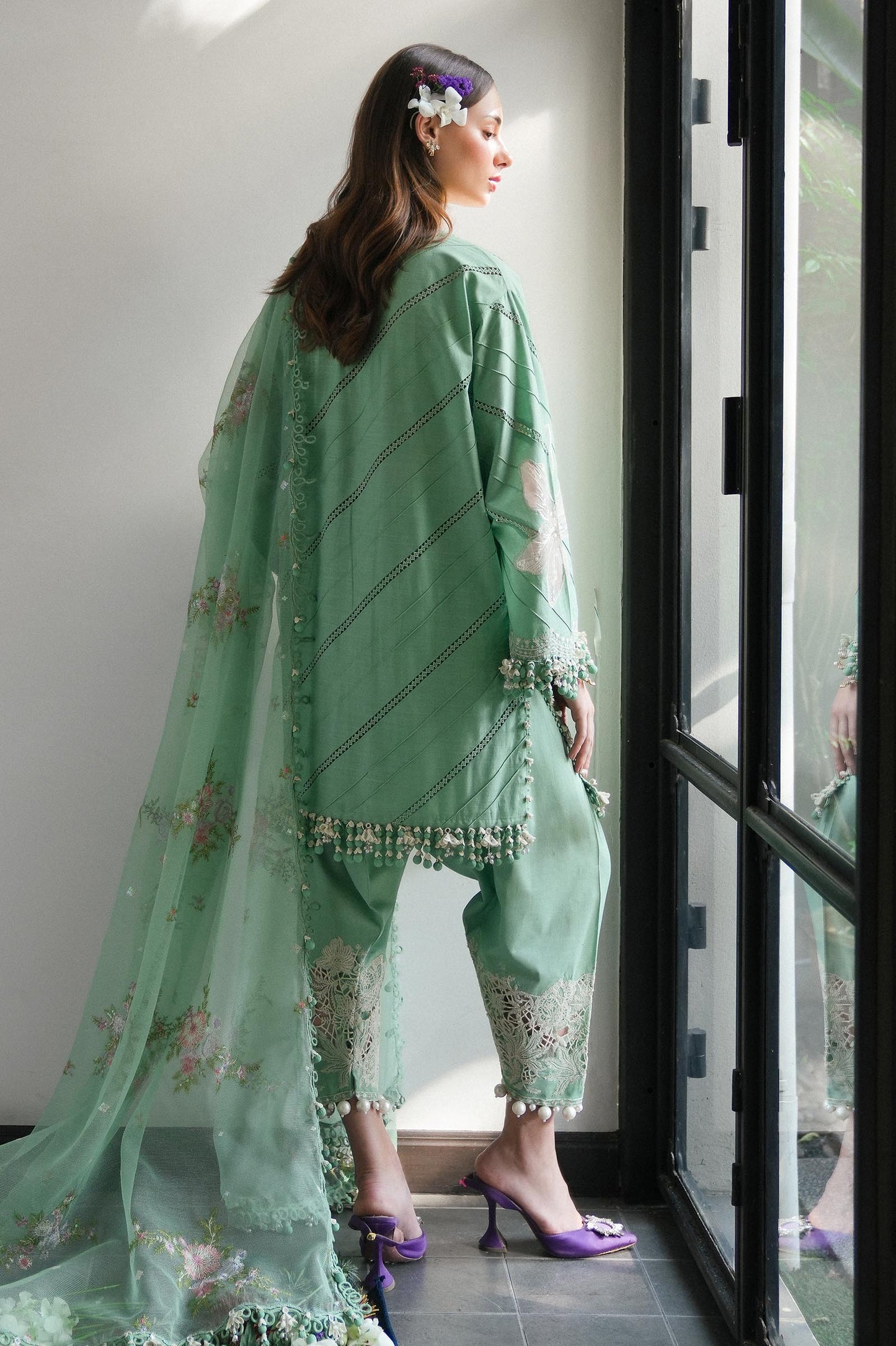 Unstitched Lawn 3 Piece Suit - Pista Green