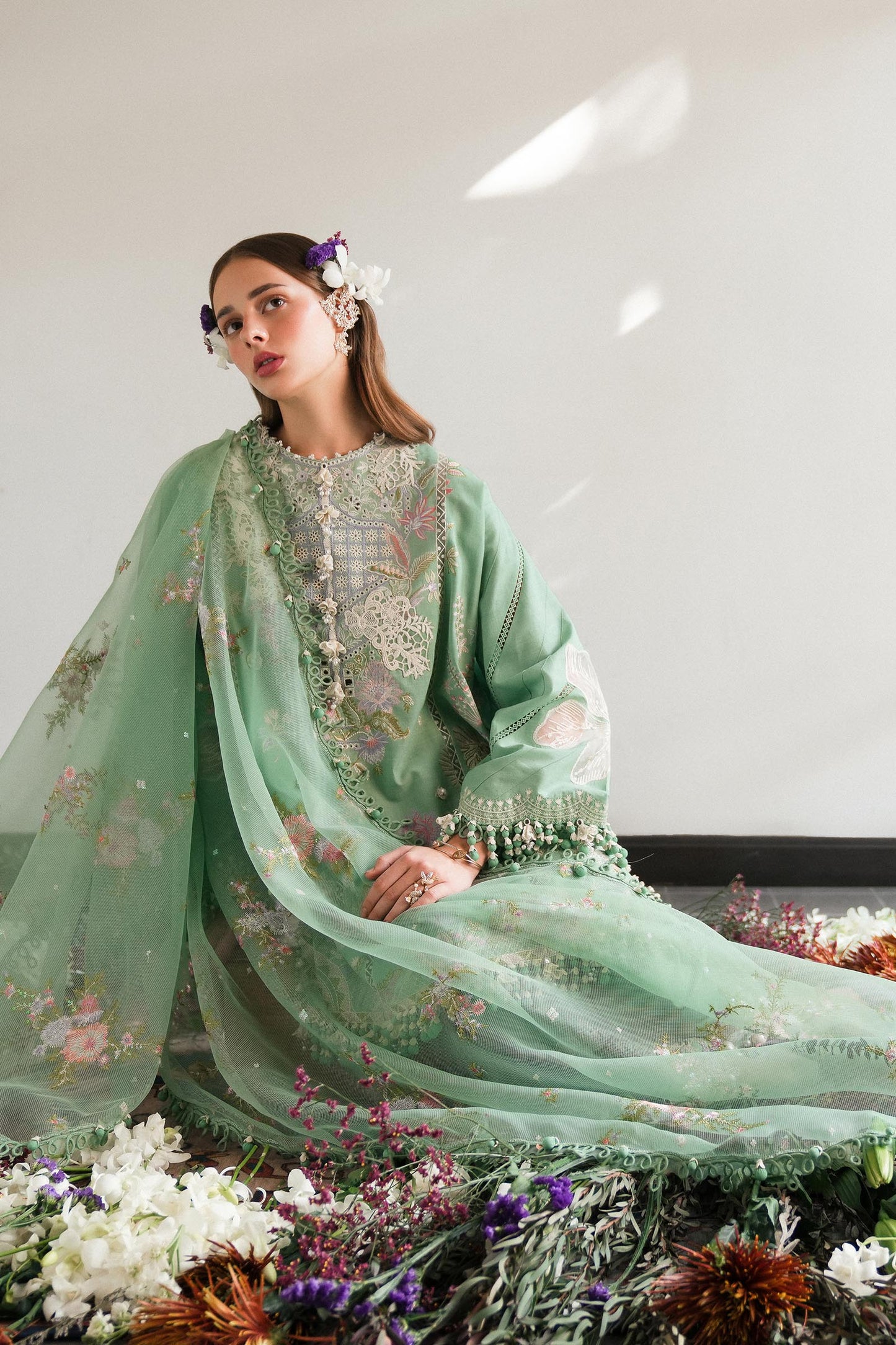 Unstitched Lawn 3 Piece Suit - Pista Green
