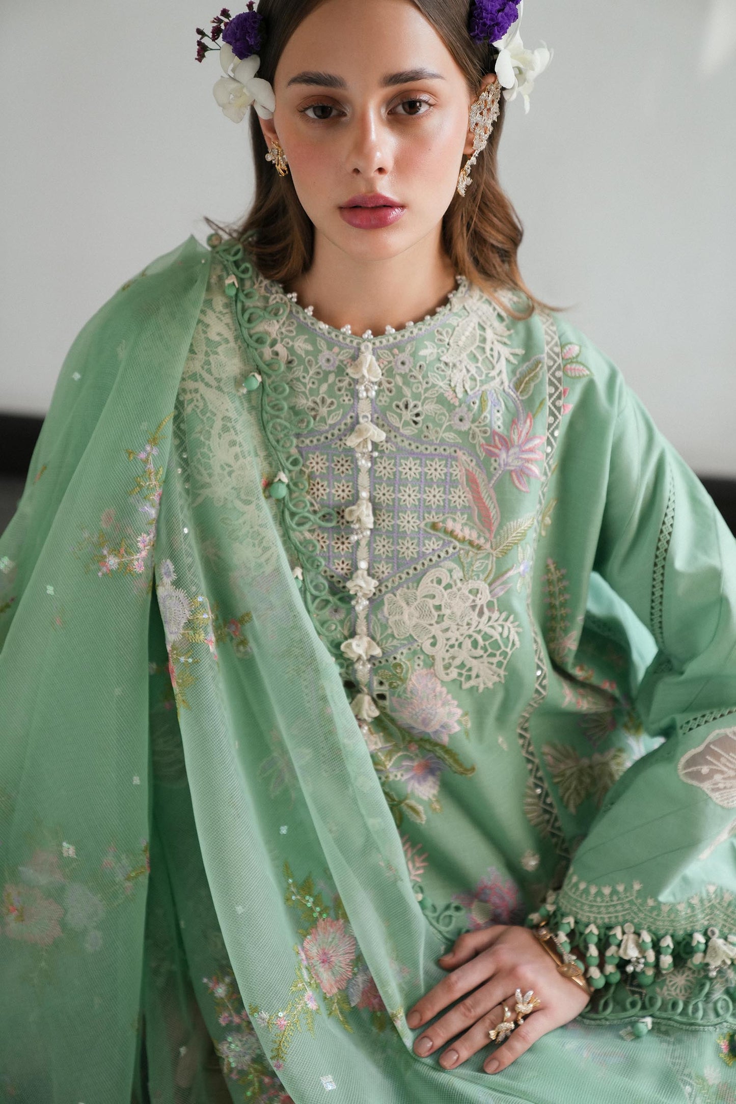 Unstitched Lawn 3 Piece Suit - Pista Green