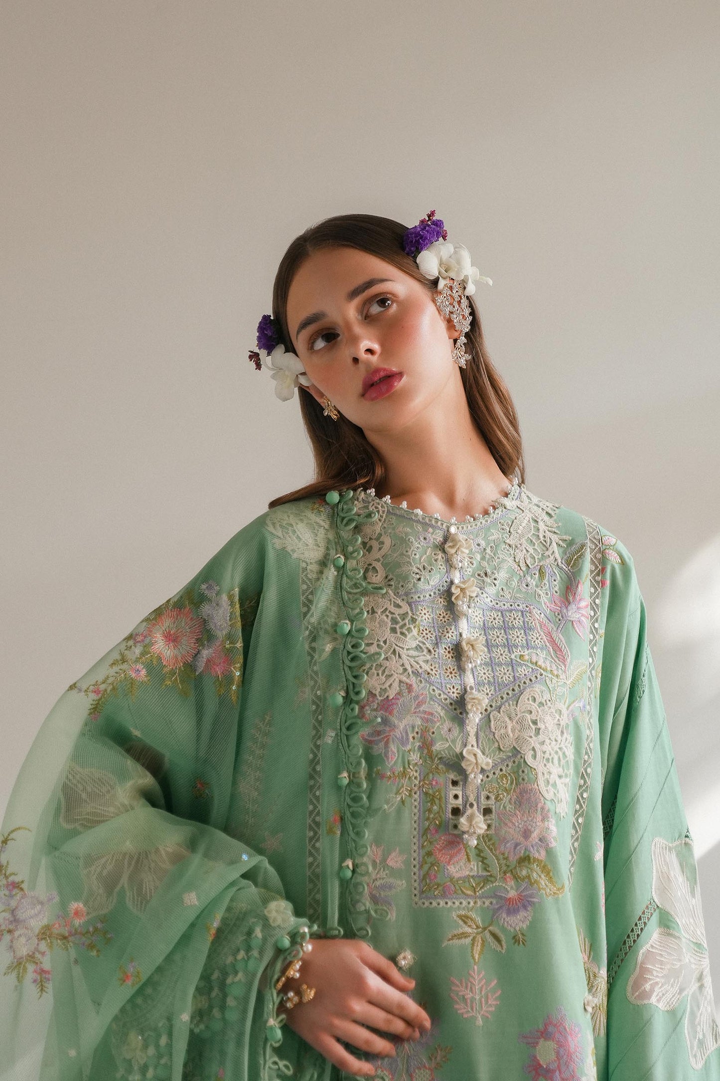 Unstitched Lawn 3 Piece Suit - Pista Green