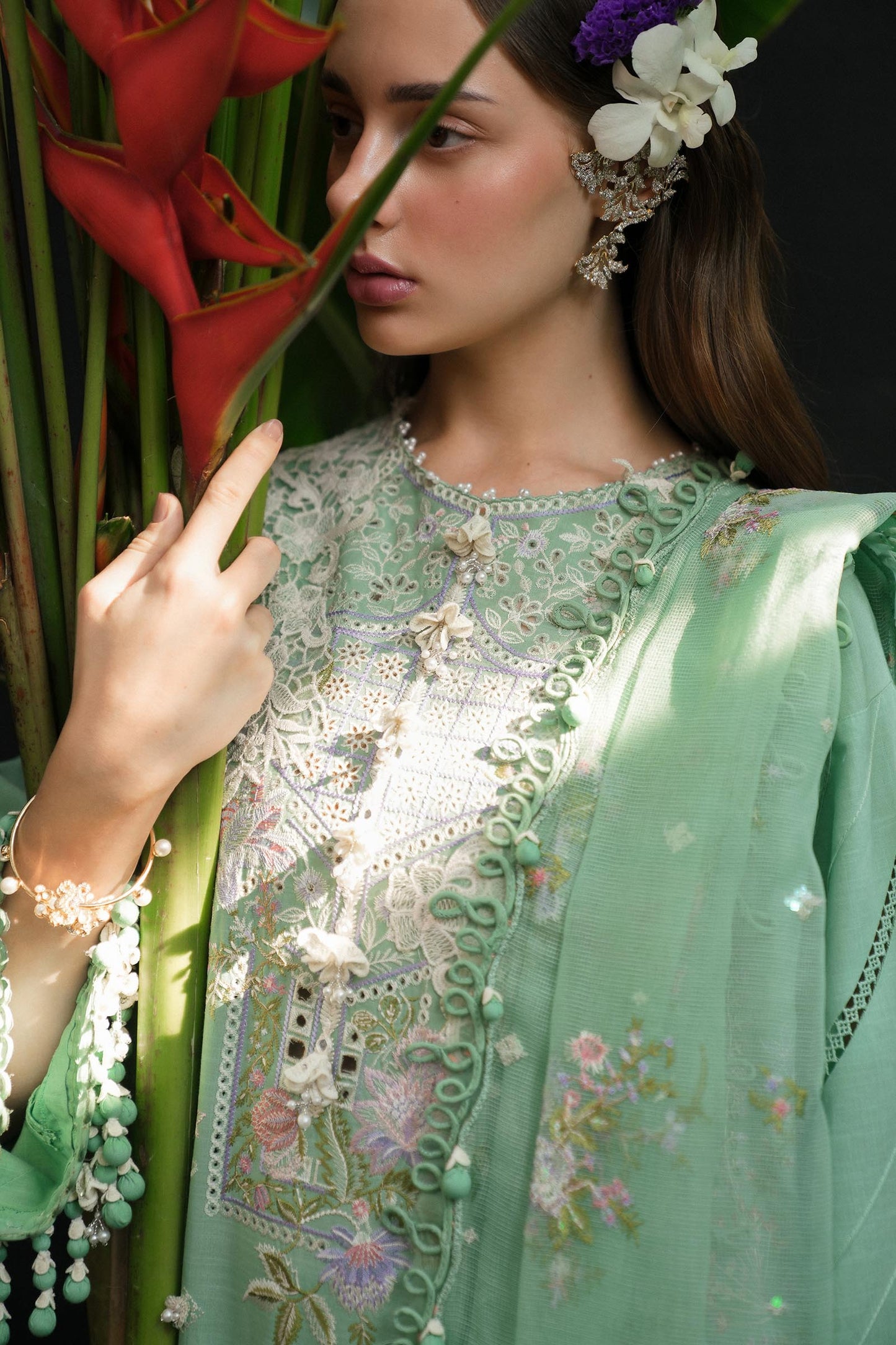 Unstitched Lawn 3 Piece Suit - Pista Green