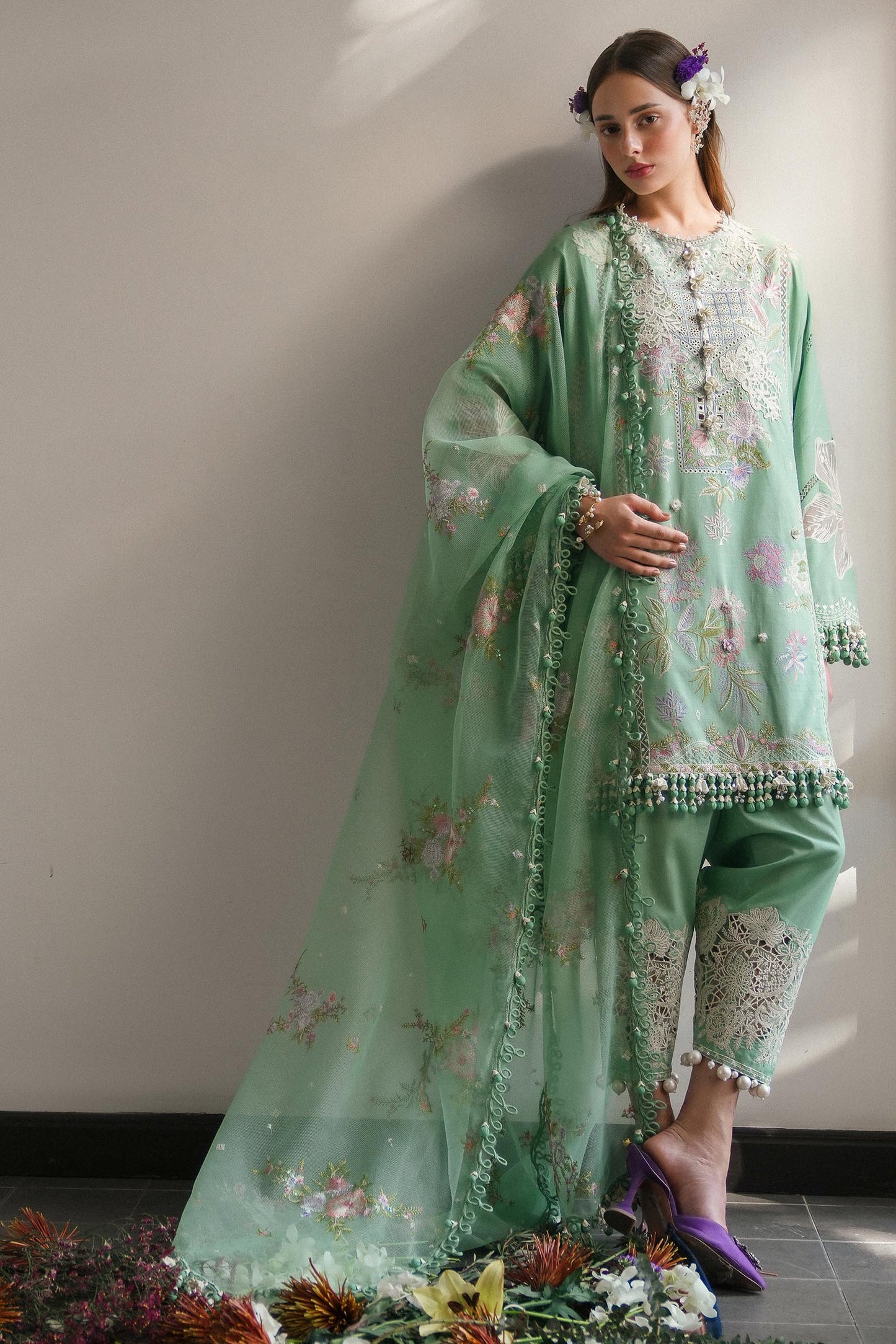 Unstitched Lawn 3 Piece Suit - Pista Green