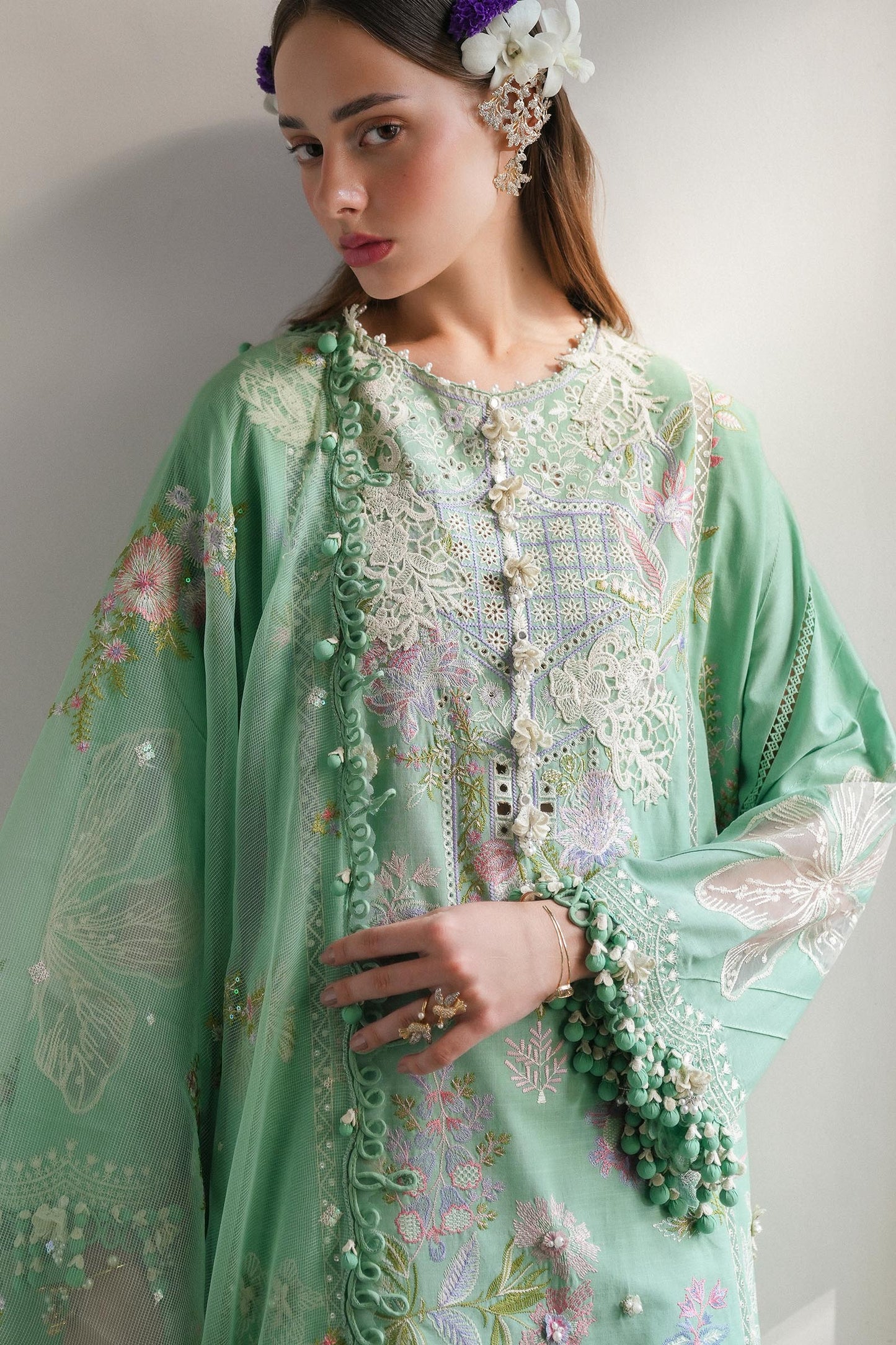 Unstitched Lawn 3 Piece Suit - Pista Green