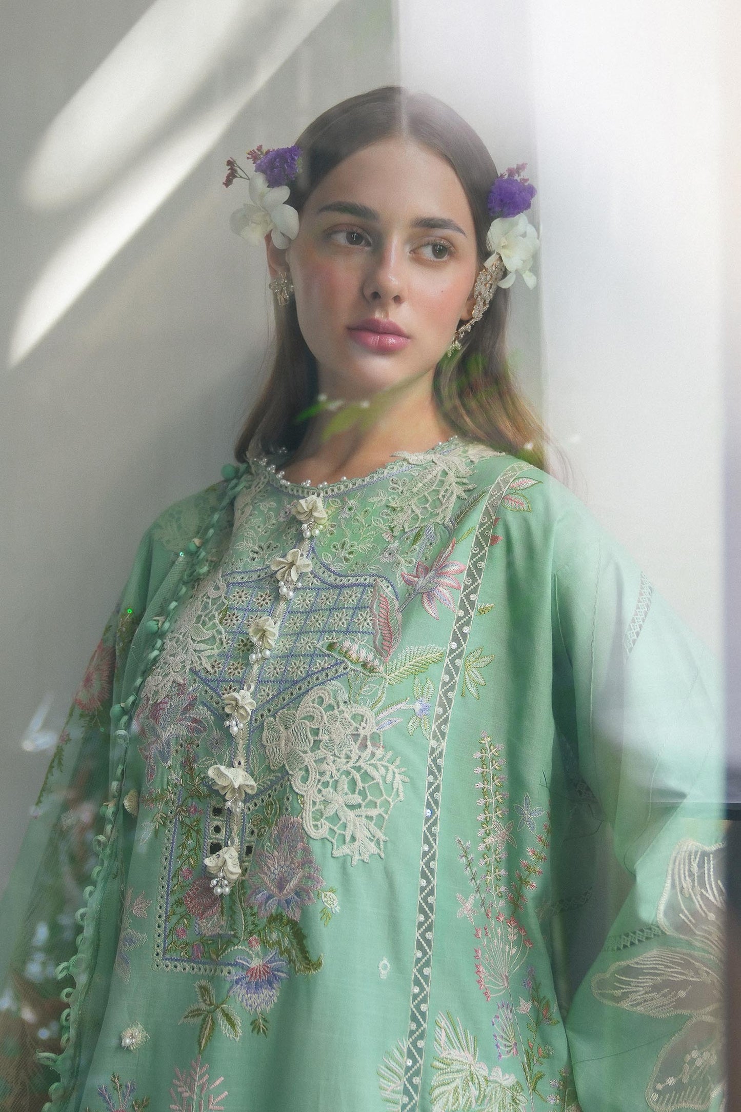 Unstitched Lawn 3 Piece Suit - Pista Green
