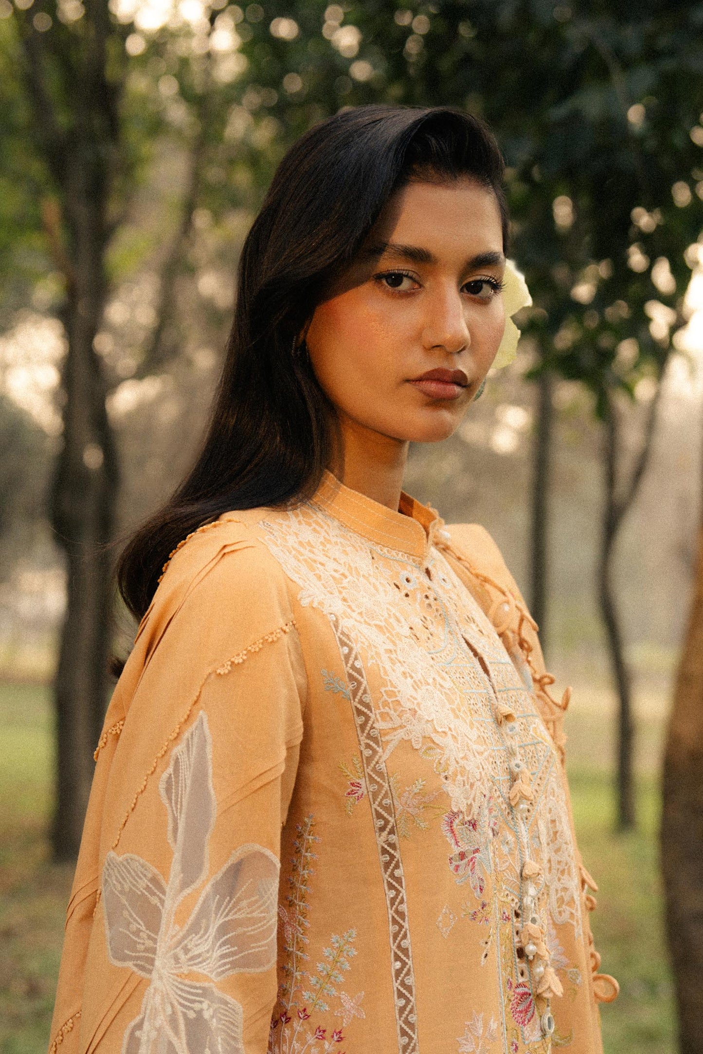Unstitched Lawn 3 Piece Suit - Orange