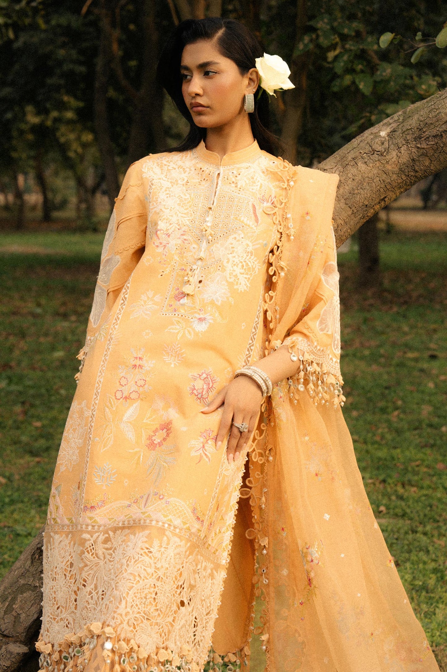 Unstitched Lawn 3 Piece Suit - Orange
