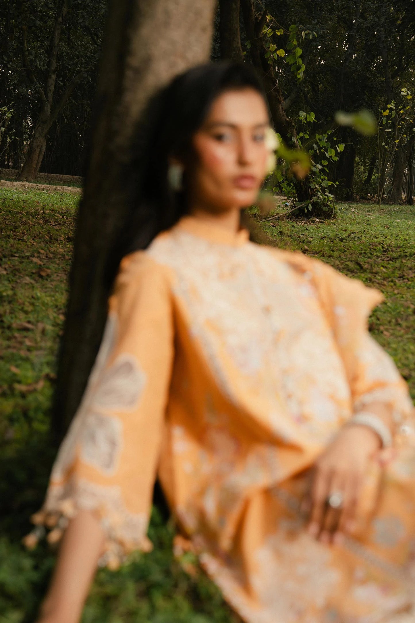 Unstitched Lawn 3 Piece Suit - Orange