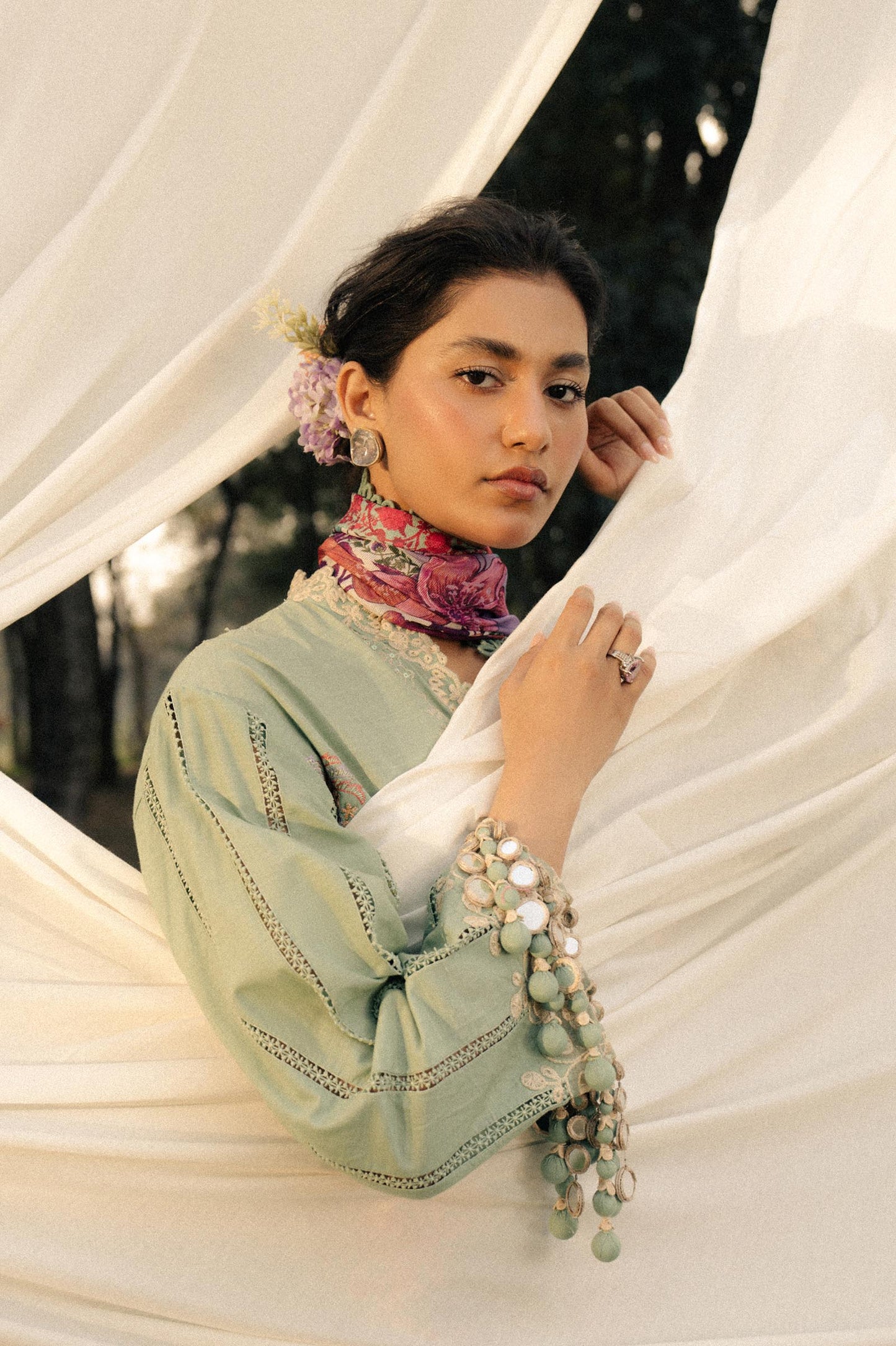 Unstitched Lawn 3 Piece Suit - Light Green