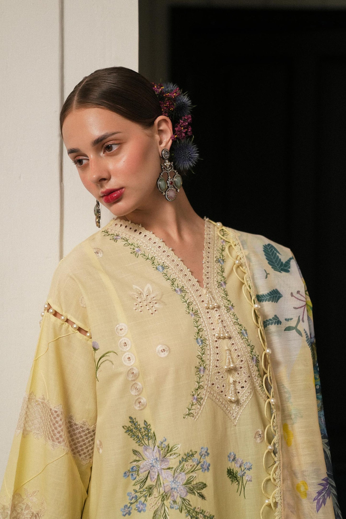 Unstitched Lawn 3 Piece Suit - Yellow