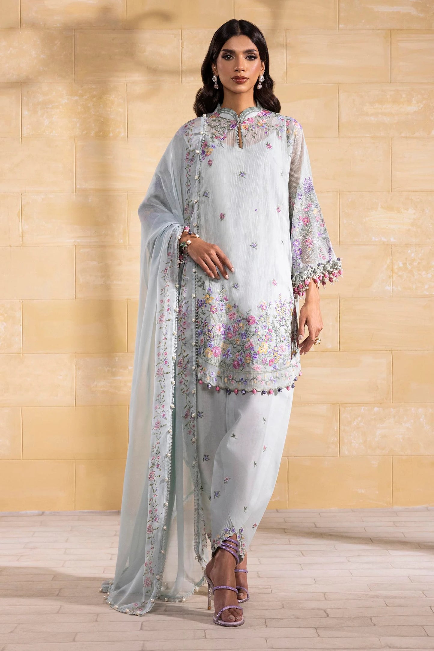 Unstitched 3 Piece Lawn Suit - Blue