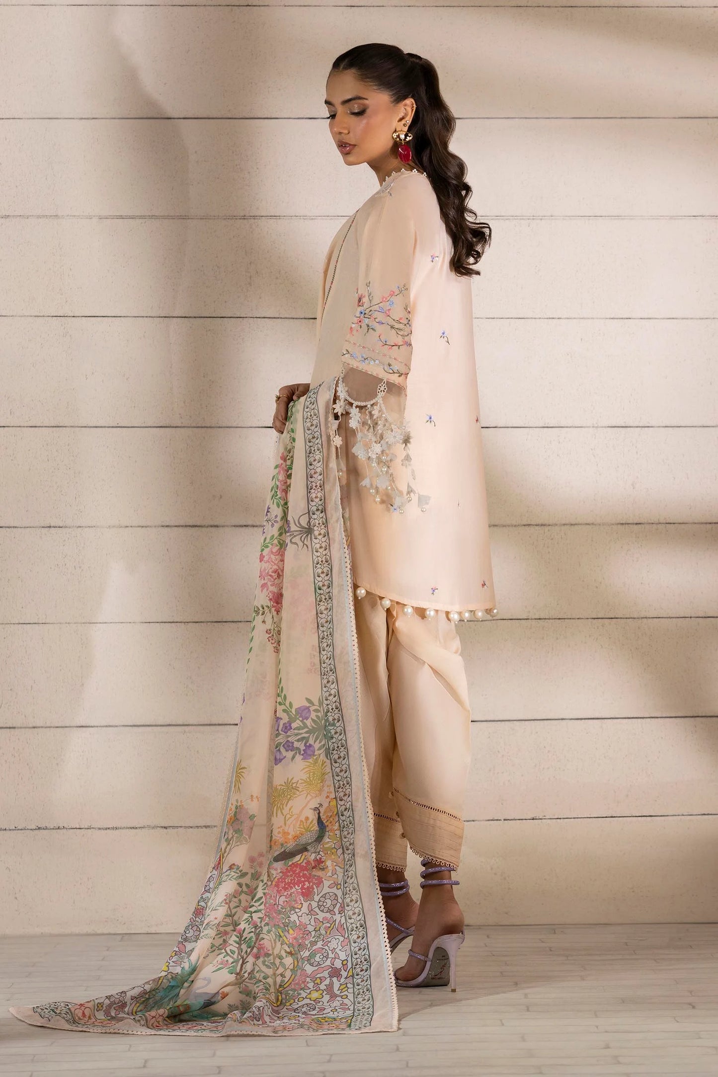 Unstitched 3 Piece Lawn Suit - Peach