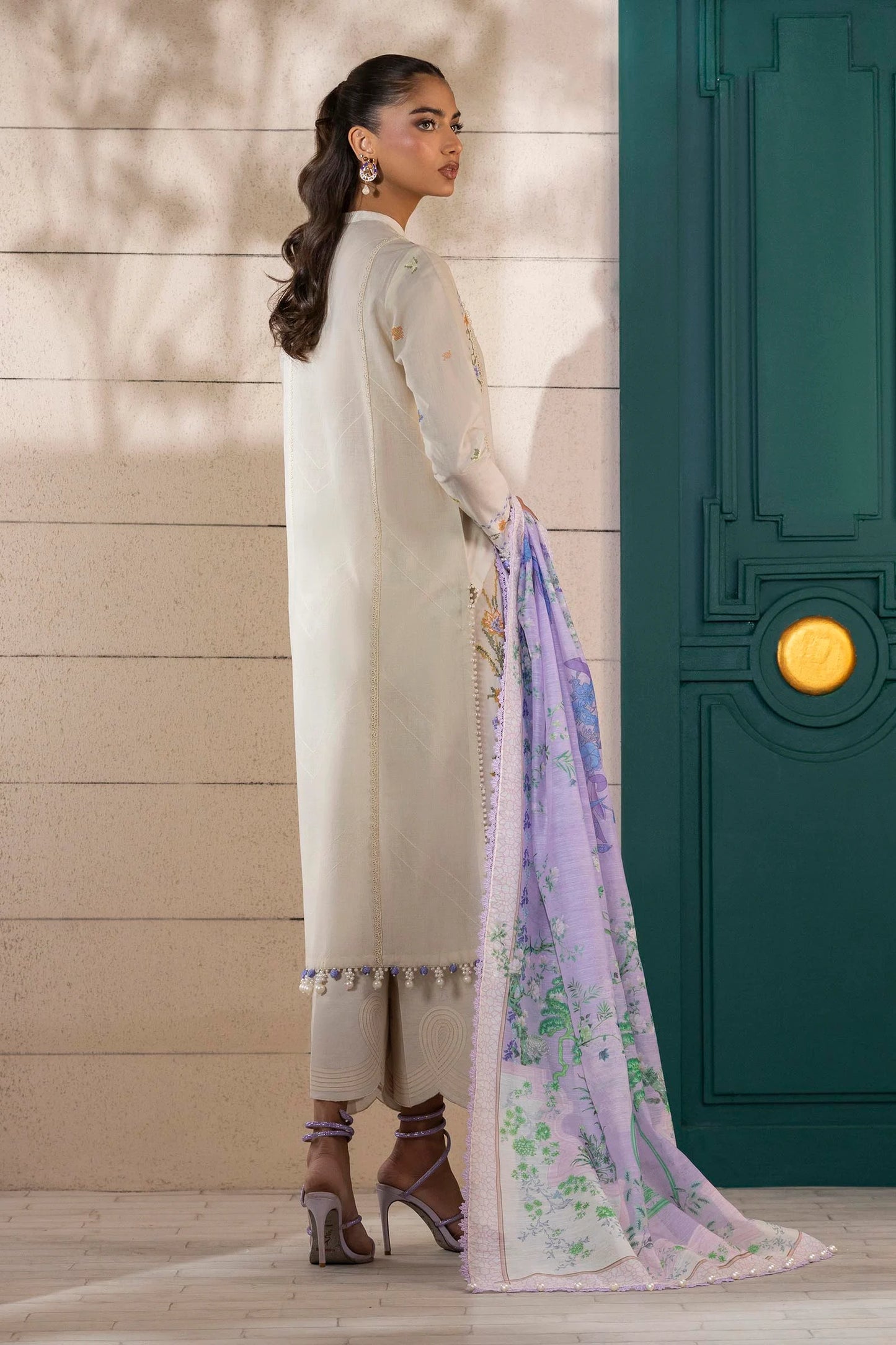 Unstitched 3 Piece Lawn Suit - Off White