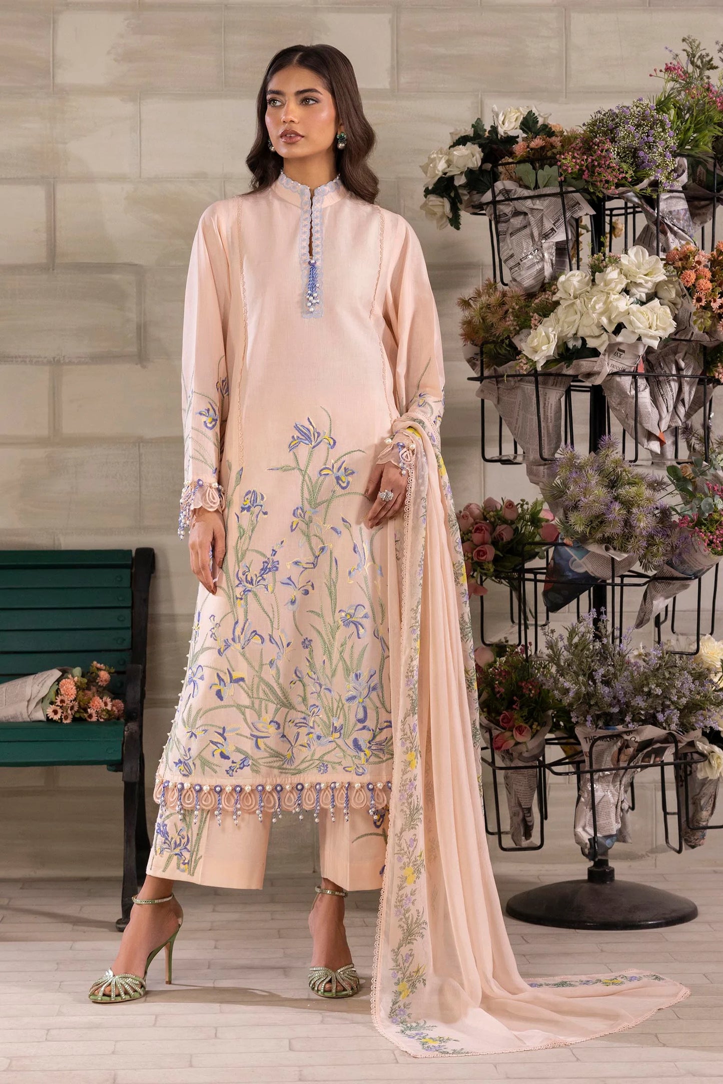 Unstitched 3 Piece Lawn Suit - Pink