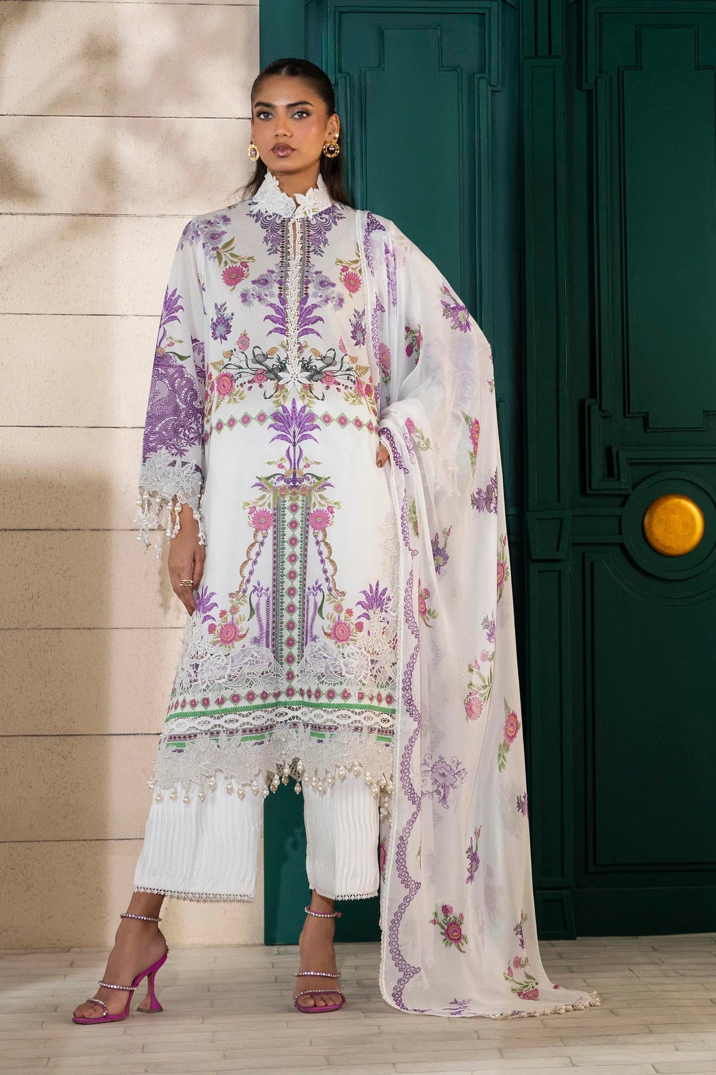 Unstitched 3 Piece Lawn Suit - White
